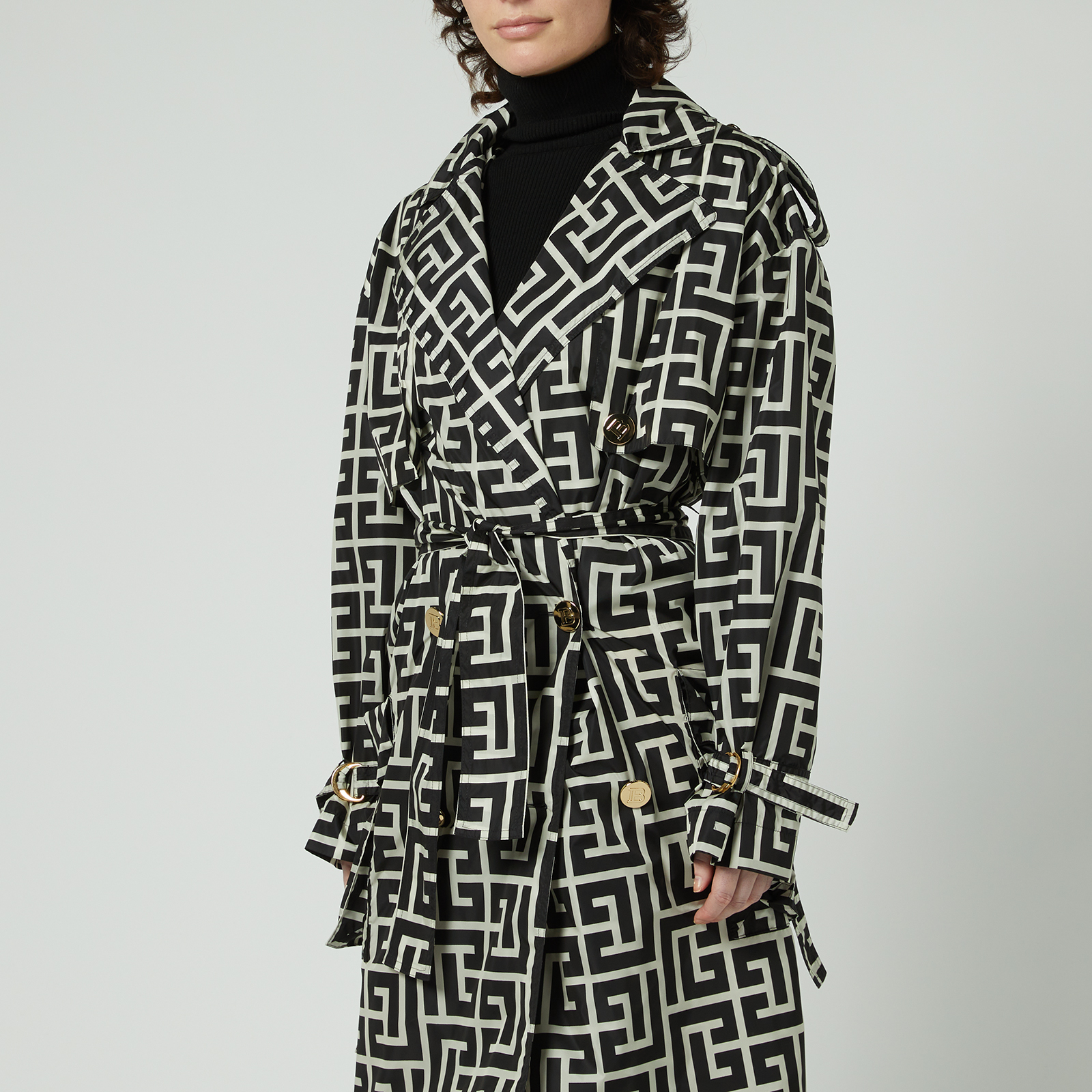 【美品】ロンハーマン washer mods coat マキシ丈 ラグラン Balmain Women's Long Maxi Monogram Trench - White - FR36/UK8