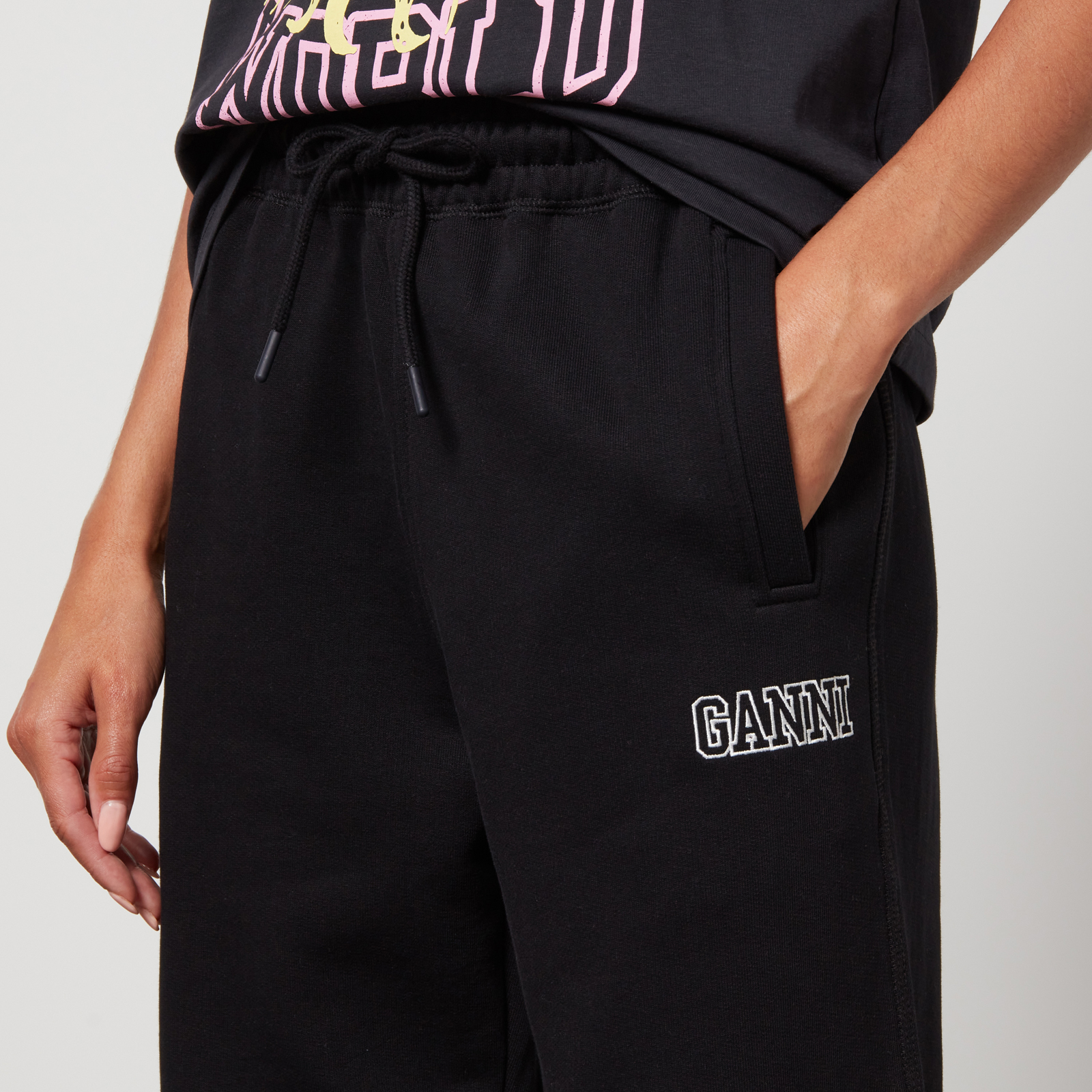☆【GANNI】☆GANNI SOFTWARE ISOLI ELASTICATED PANTS BLACK☆ Software Isoli Straight Leg Pants | GANNI (Global)