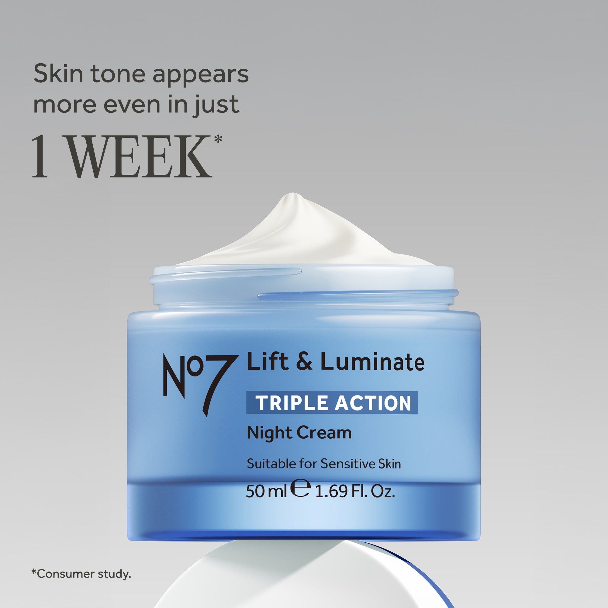 No7 Lift & Luminate Triple Action Fragrance Free Night Cream 1.69