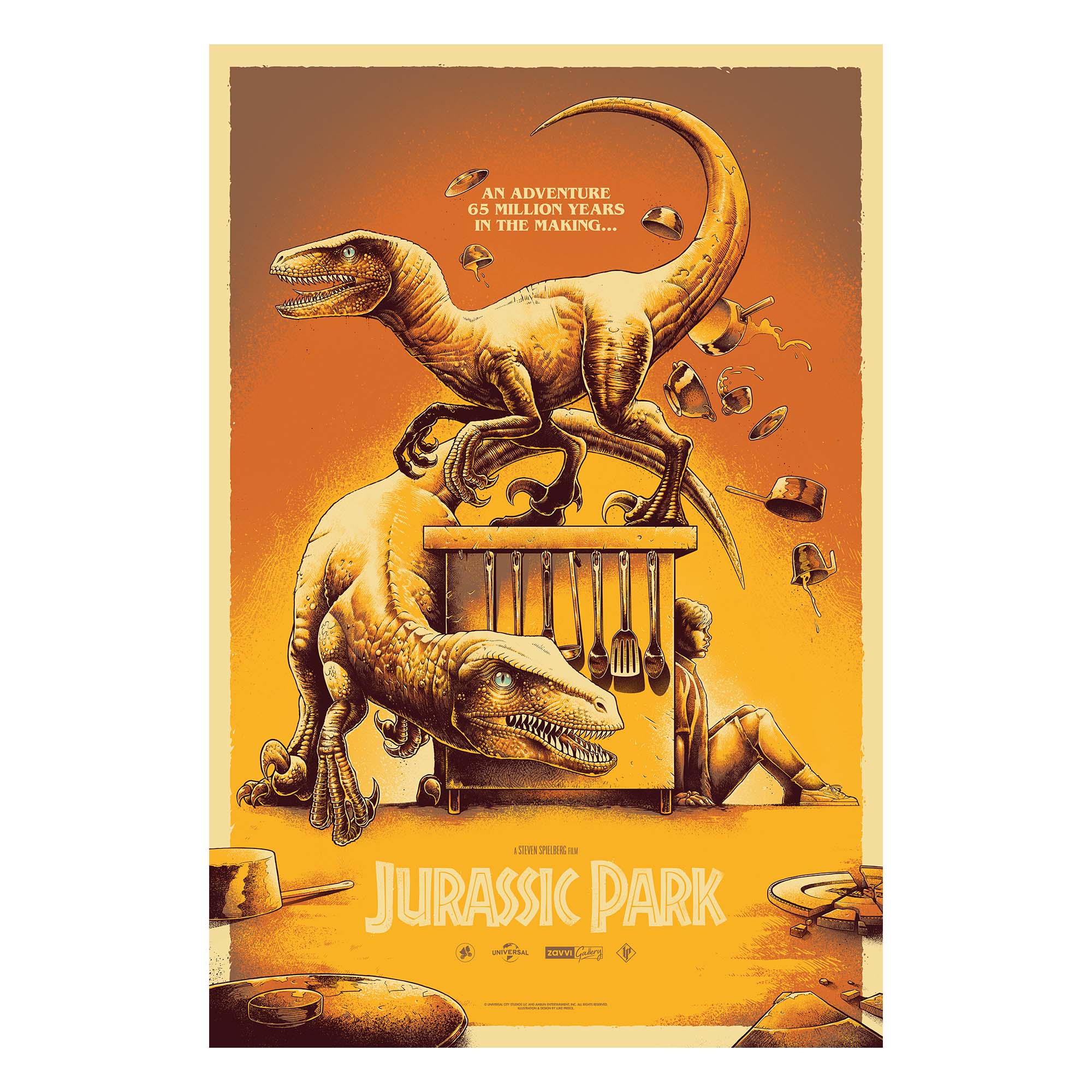 Luke Raptors Jurassic Park x Luke Preece - Raptors in the Kitchen - Screen-Print -24 ...
