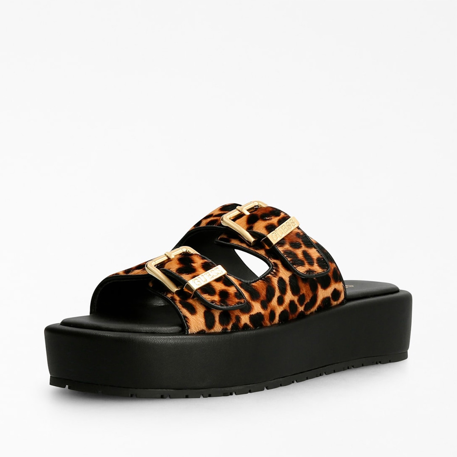 Guess Women s Ramod Flatform Sandals Leopard