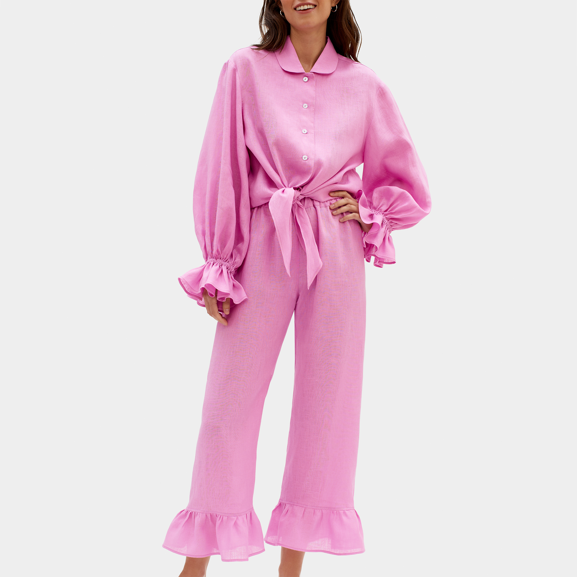 Sleeper Women's Rumba Linen Lounge Suit - Hot Pink - XS