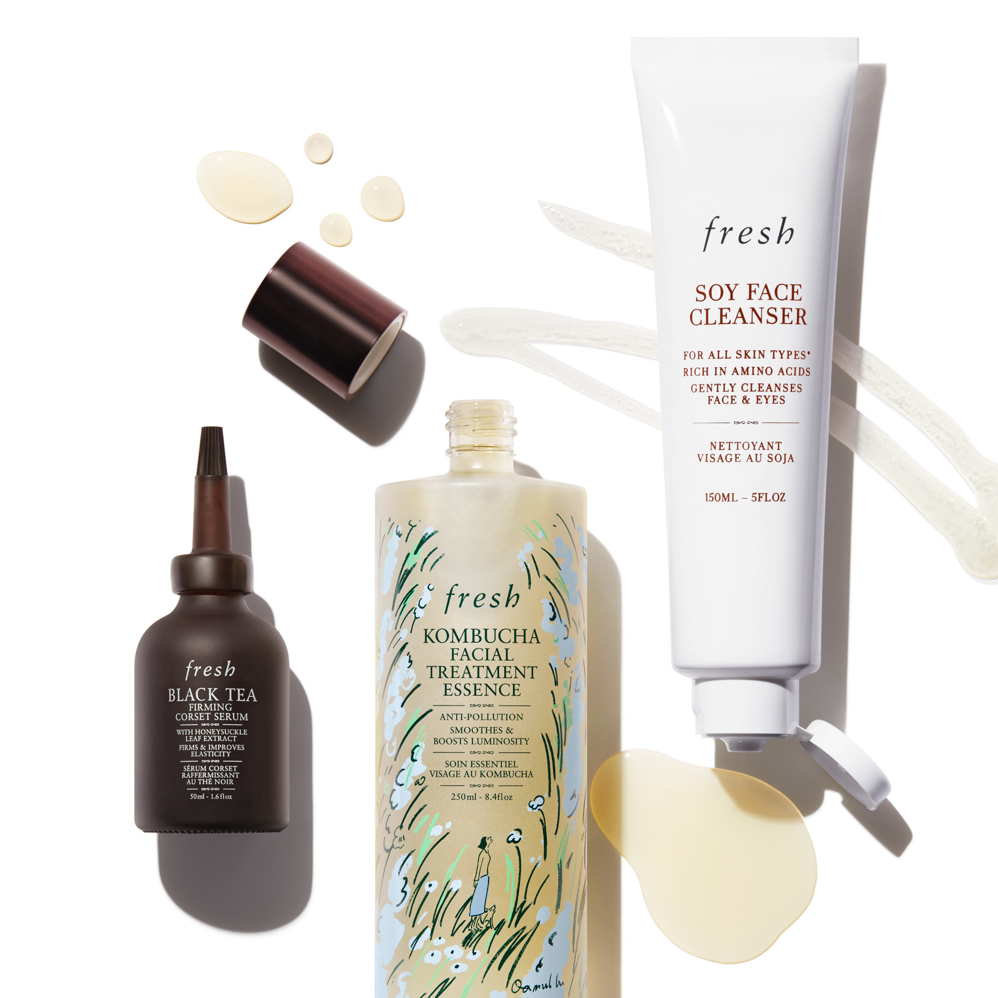 Top FRESH Kombucha Facial Treatment Essence & Firming Corset Cream BUNDLE NWOB