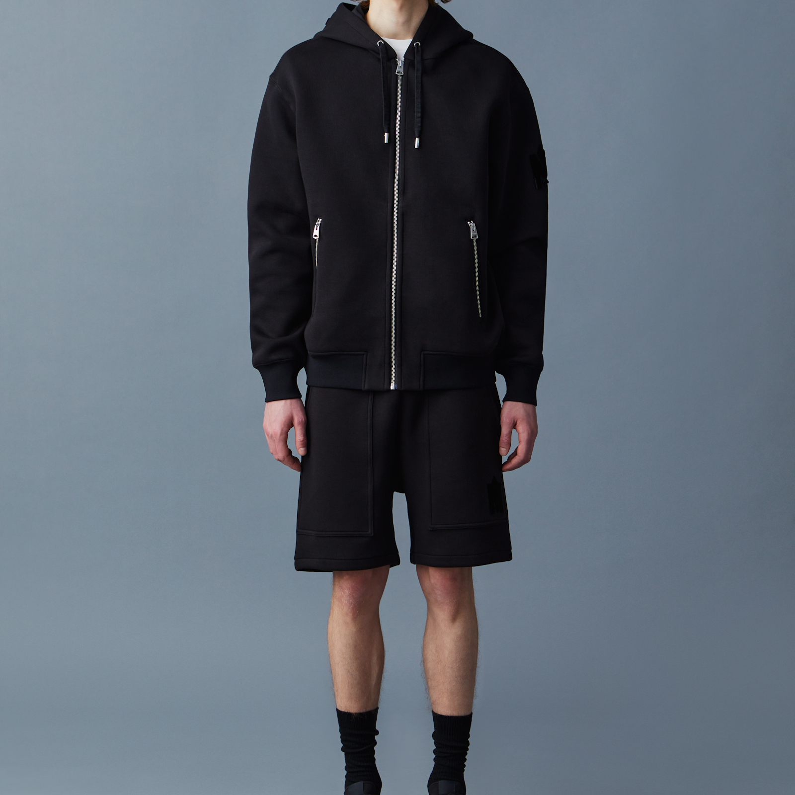 【Mackage】KRYS-ZP Chris ZP Hooded Zip-Up Cream Krystos, double-face jersey zip-up hoodie | Mackage® US