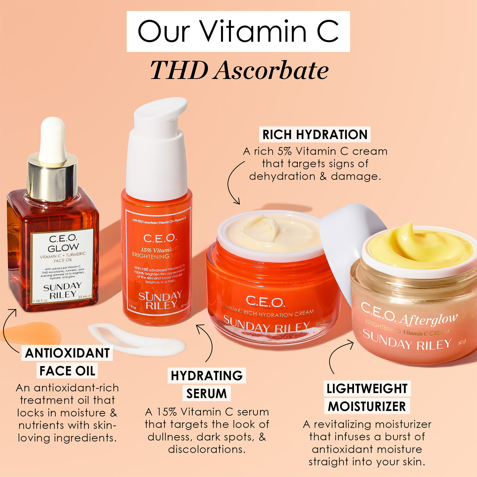 SUNDAY RILEY C.E.O. Afterglow Brightening Vitamin C Cream 1.7 purchases oz Authentic