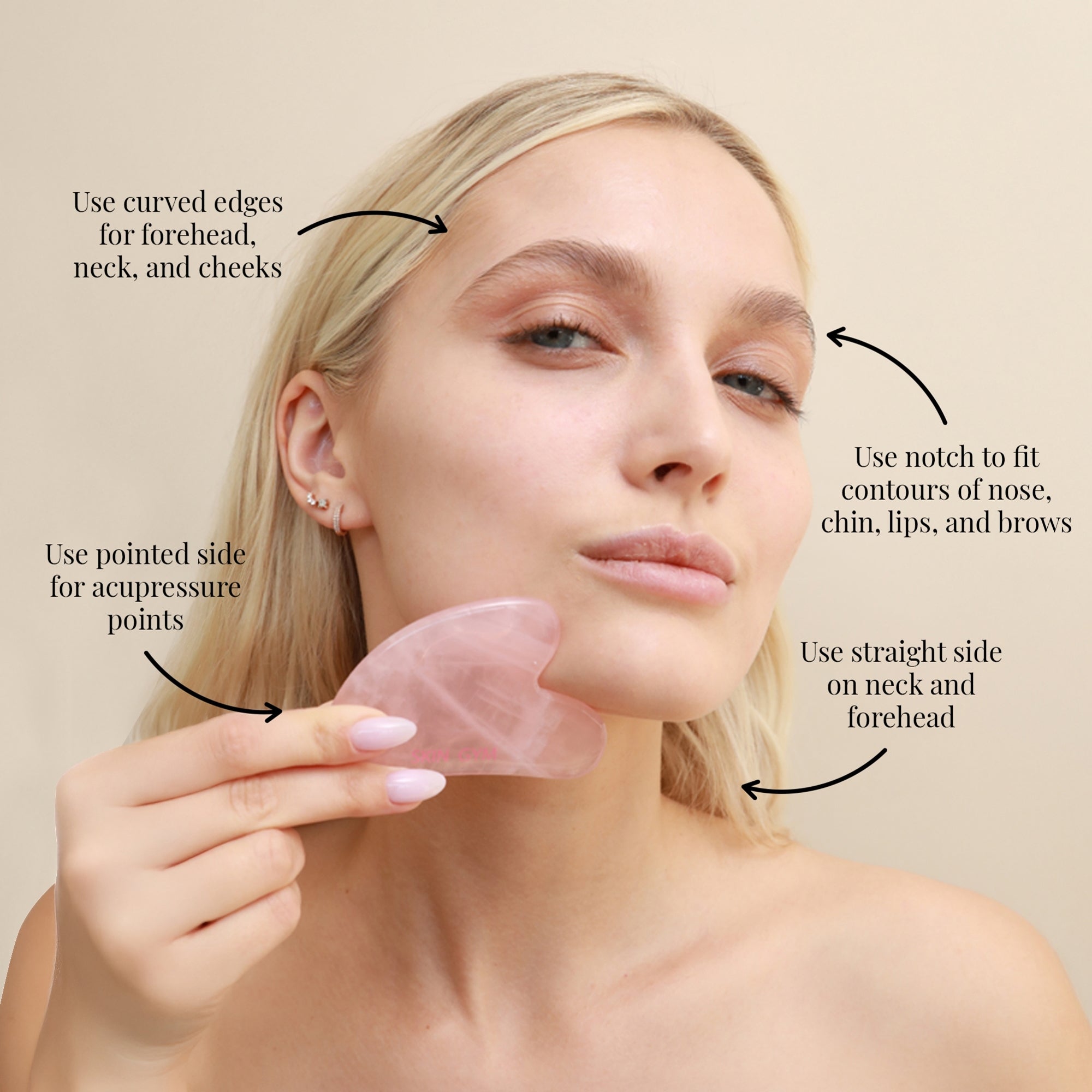 Skin Gym Rose Quartz Sculpty Heart Gua Sha | Dermstore