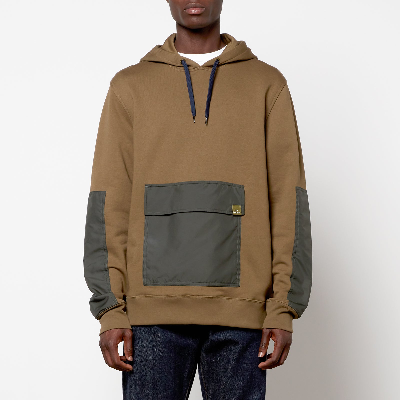 PS Paul Smith Men's Mixed Media Hoodie Olive Green Coggles