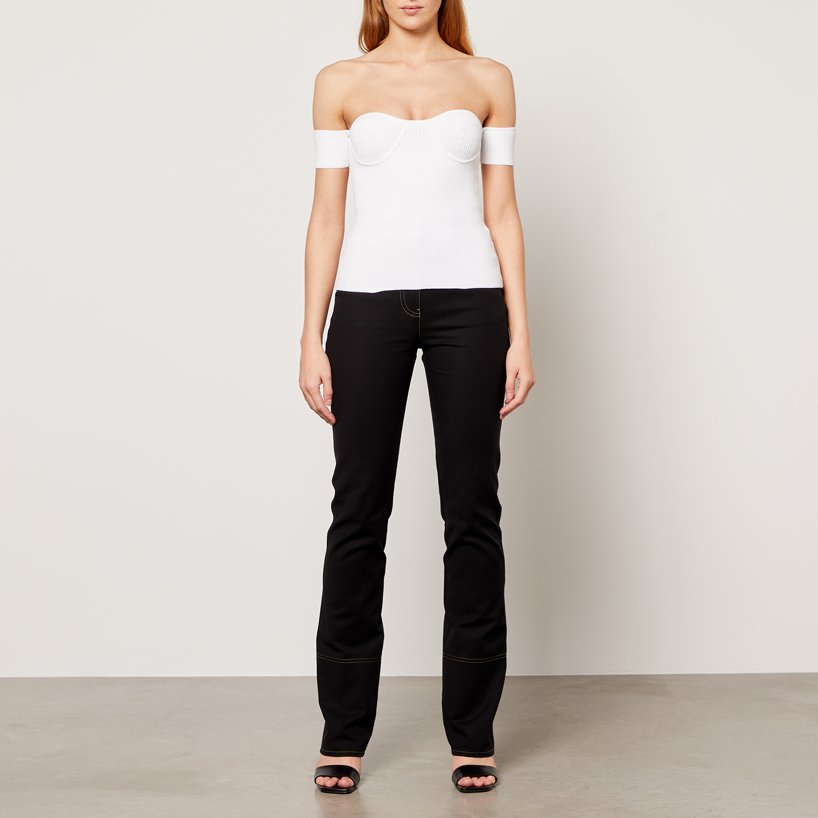 Womens Helmut Lang white Ribbed Contour Top