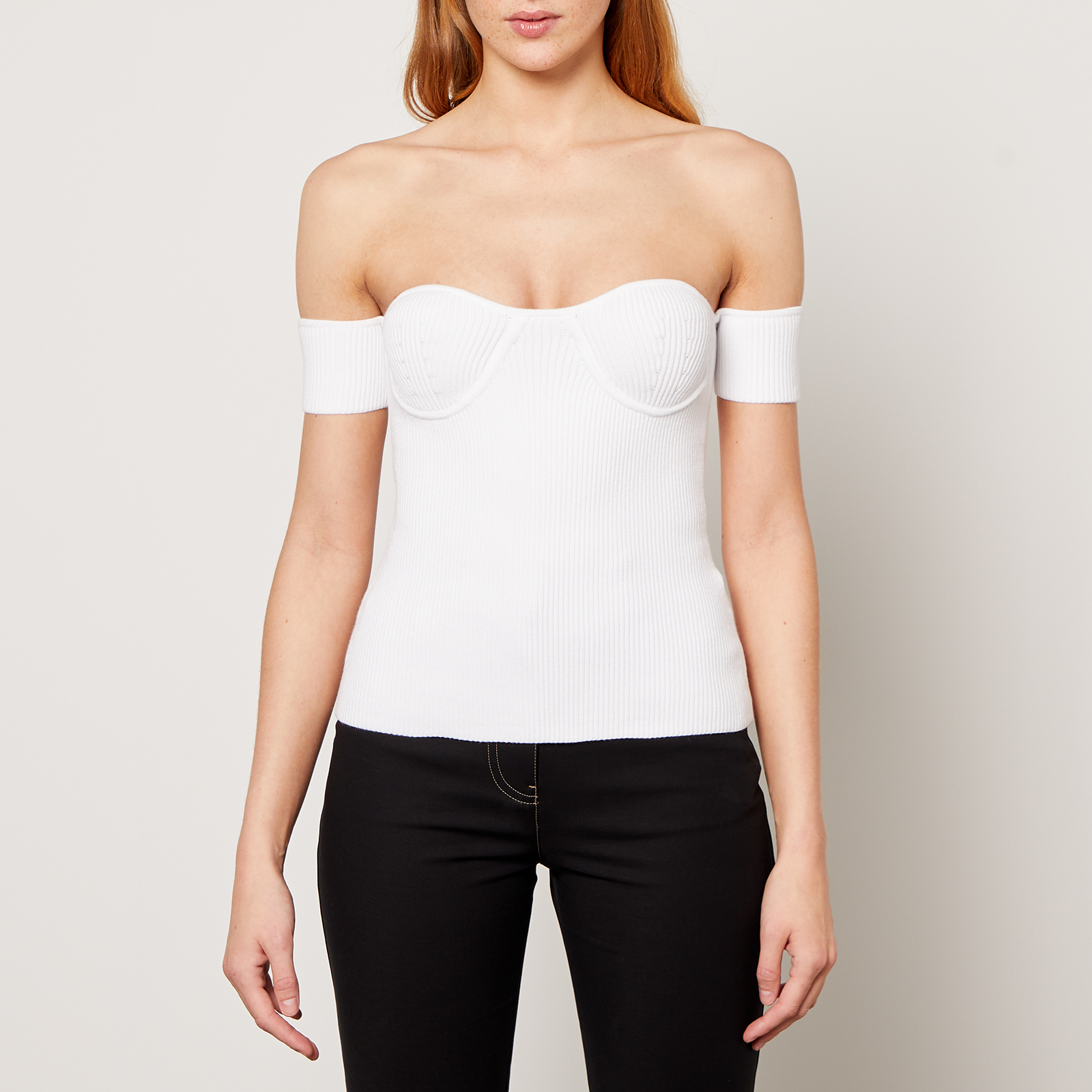Womens Helmut Lang white Ribbed Contour Top