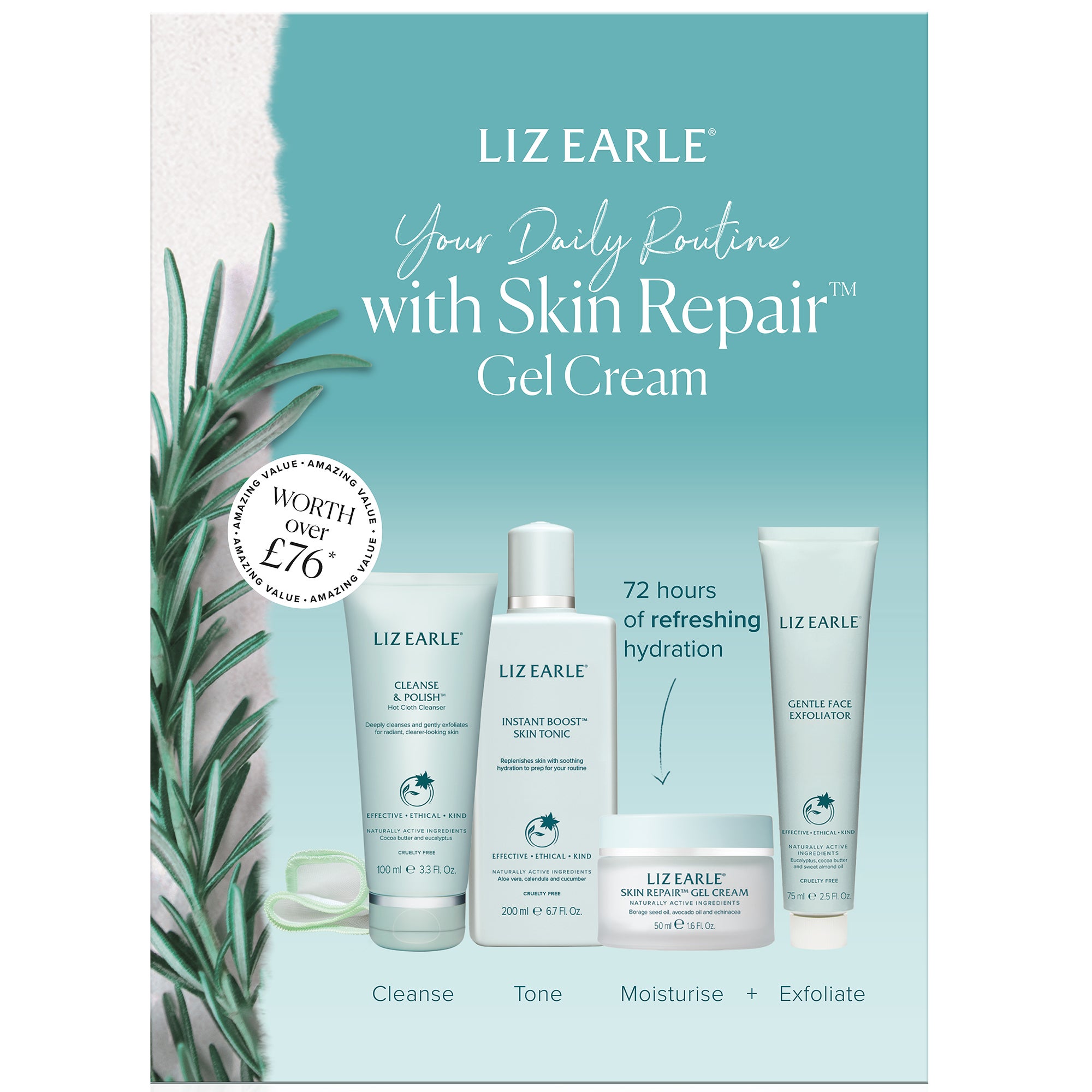 Pixel Perry Liz Routine Liz Earle Your Daily Routine with Skin Repair Gel Cream Kit | LOOKFANTASTIC