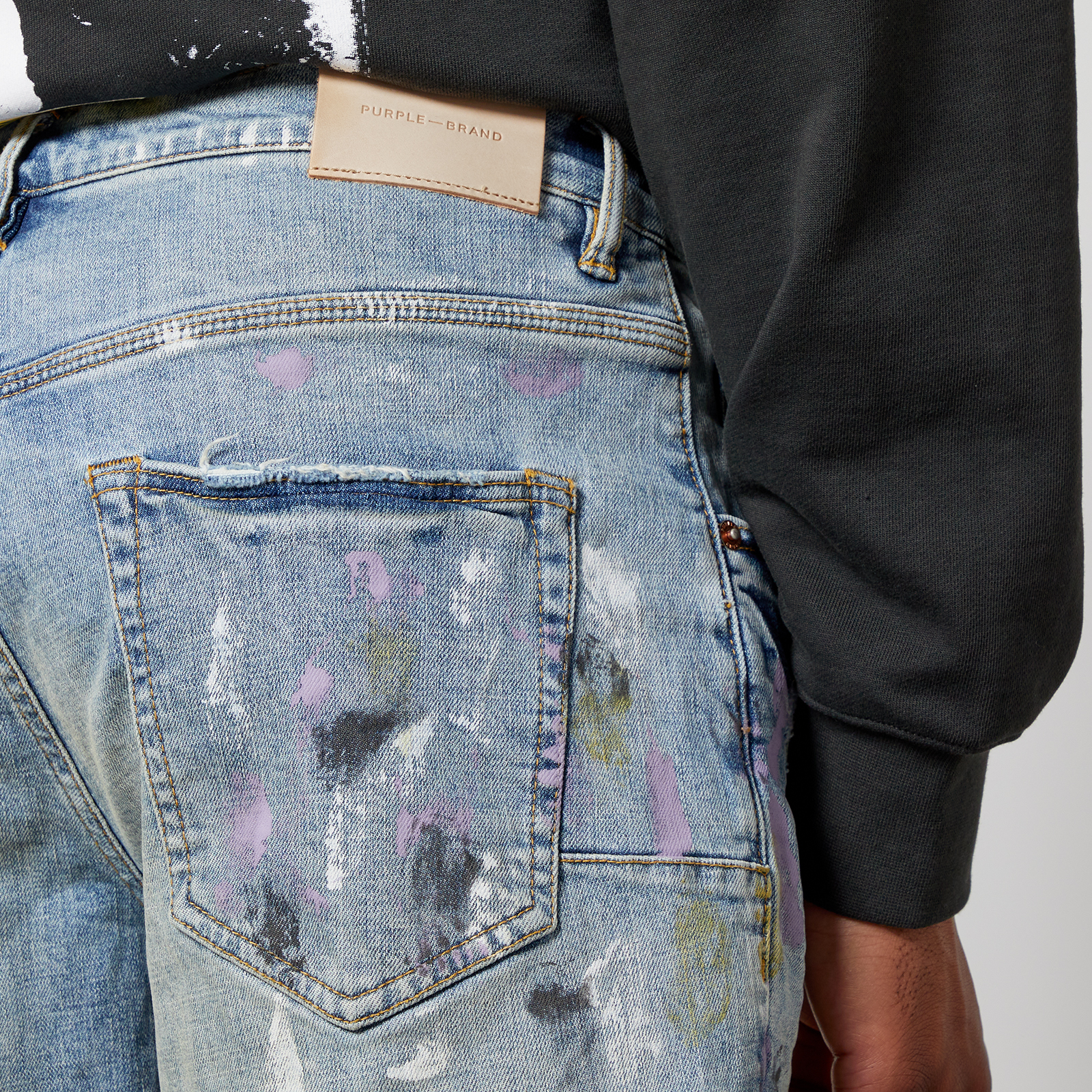 Purple Brand Distressed Paint-Splattered Denim Shorts - W31