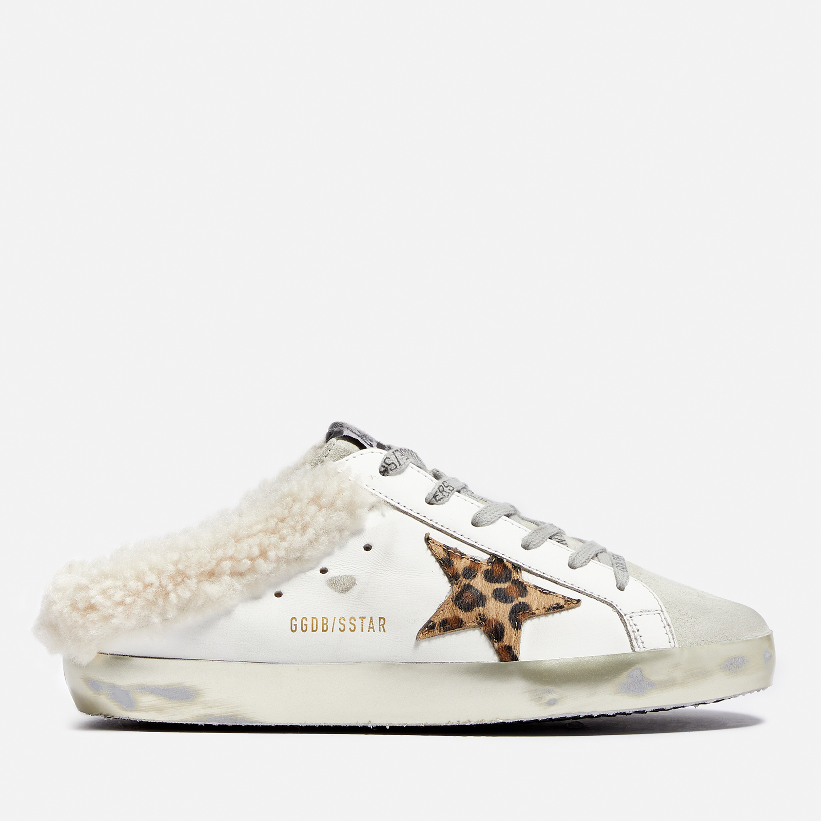 Golden Goose Superstar Sabot Shearling-Trimmed Leather Slip-On Trainers ...