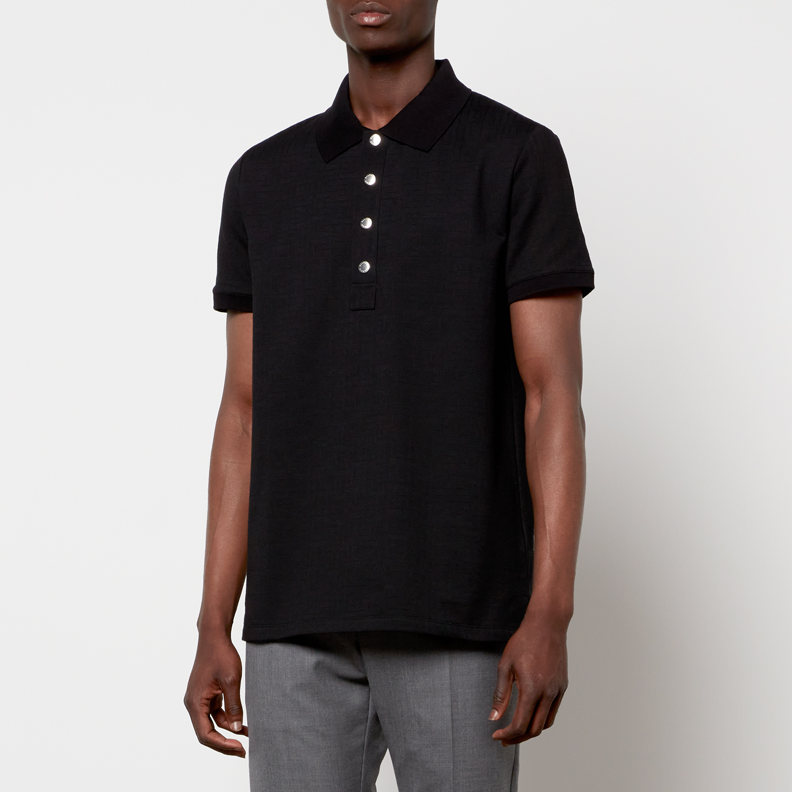 Balmain Men's Monogram Cotton Pique Polo Shirt - Black | Coggles