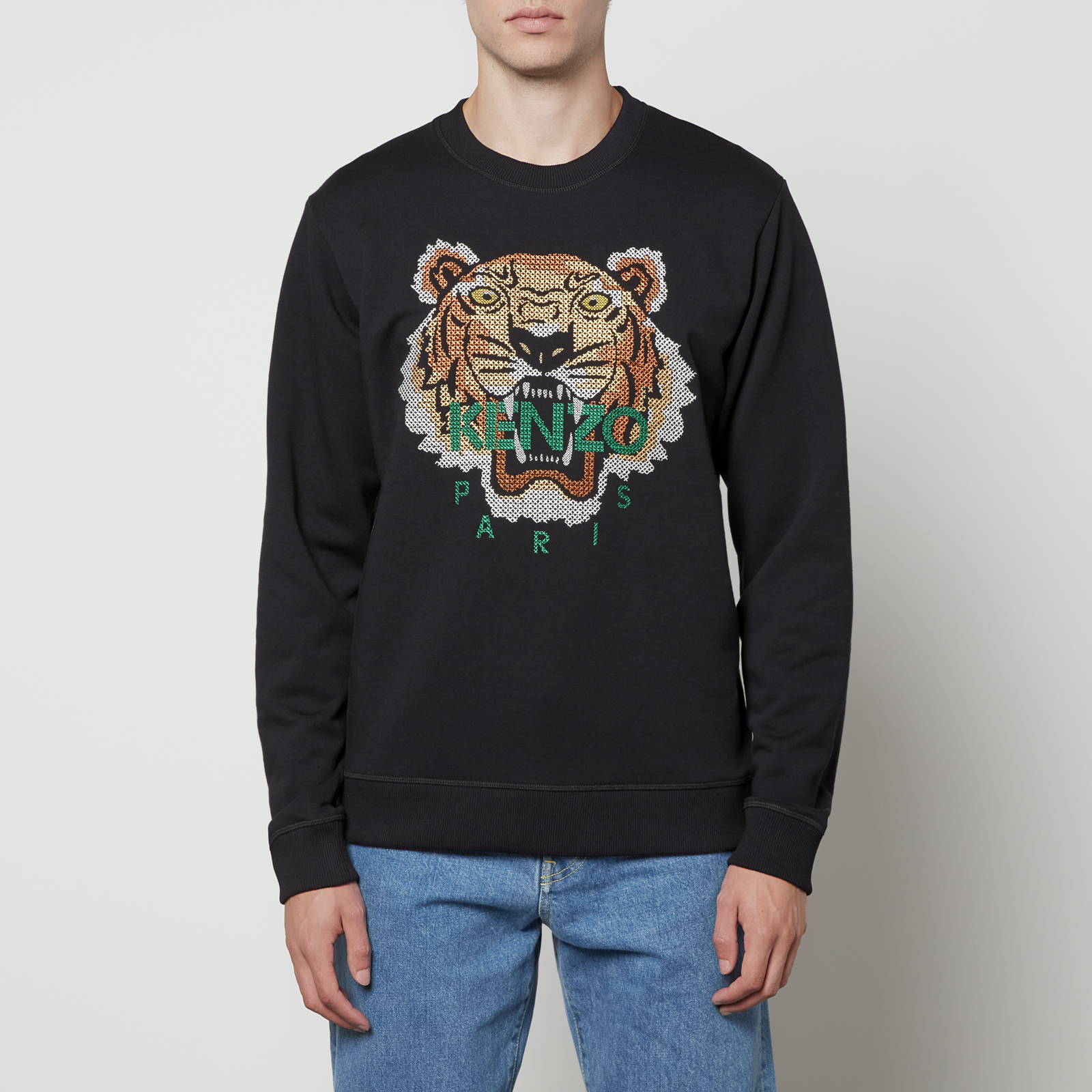 KENZO Cross-Stitch Tiger Cotton-Jersey Sweatshirt - XS | Coggles