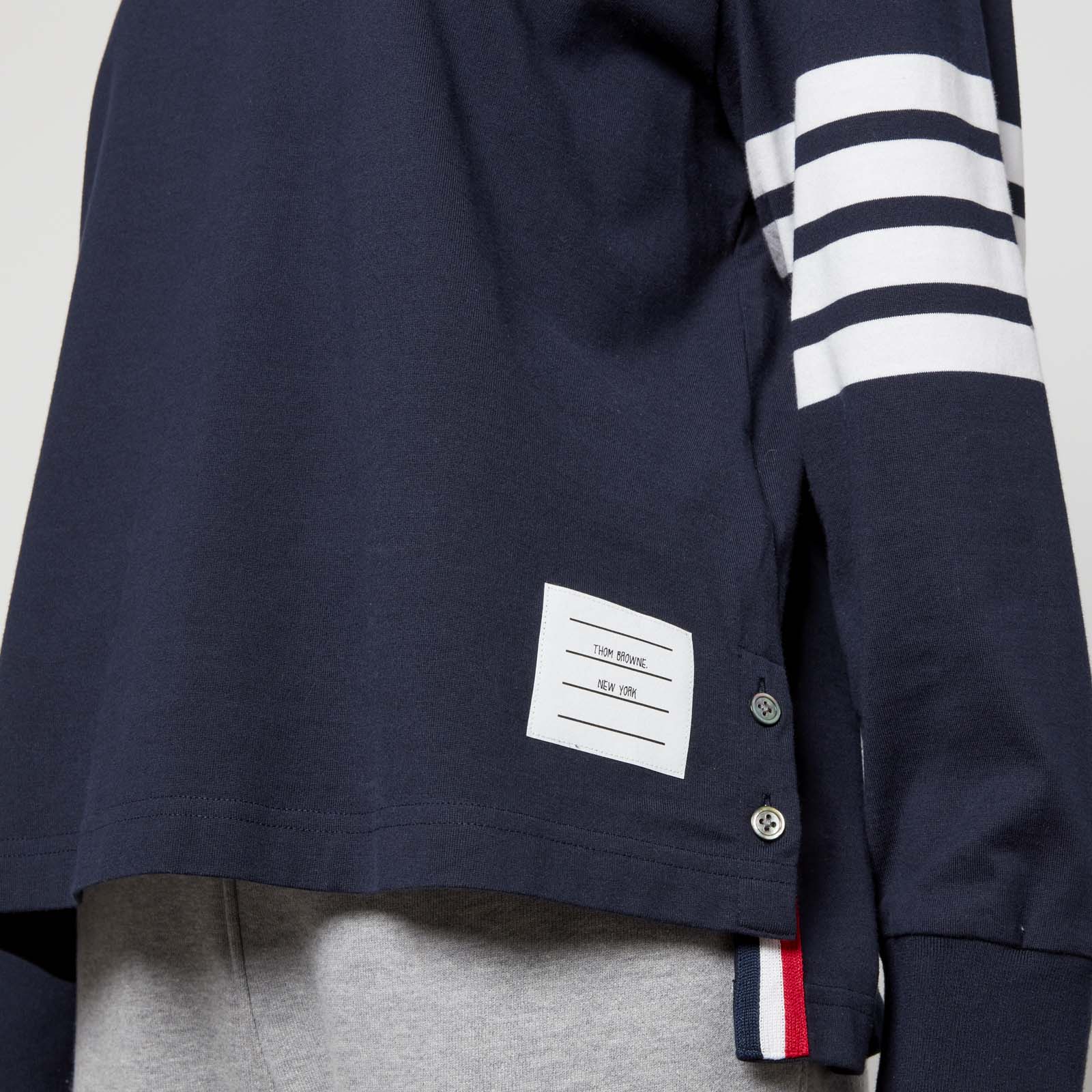 Tシャツ・カットソー THOM BROWNE LOGO OVERSIZED LONG SLEVEES TOP Thom Browne Womens Long Sleeve Oversized Tee Sz 40 (Small
