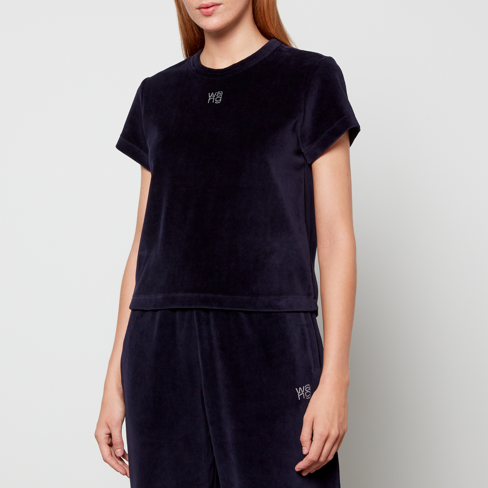 Alexander Wang Women's Short Sleeve Baby Tee With Hotfix Logo - After Dark  | Coggles