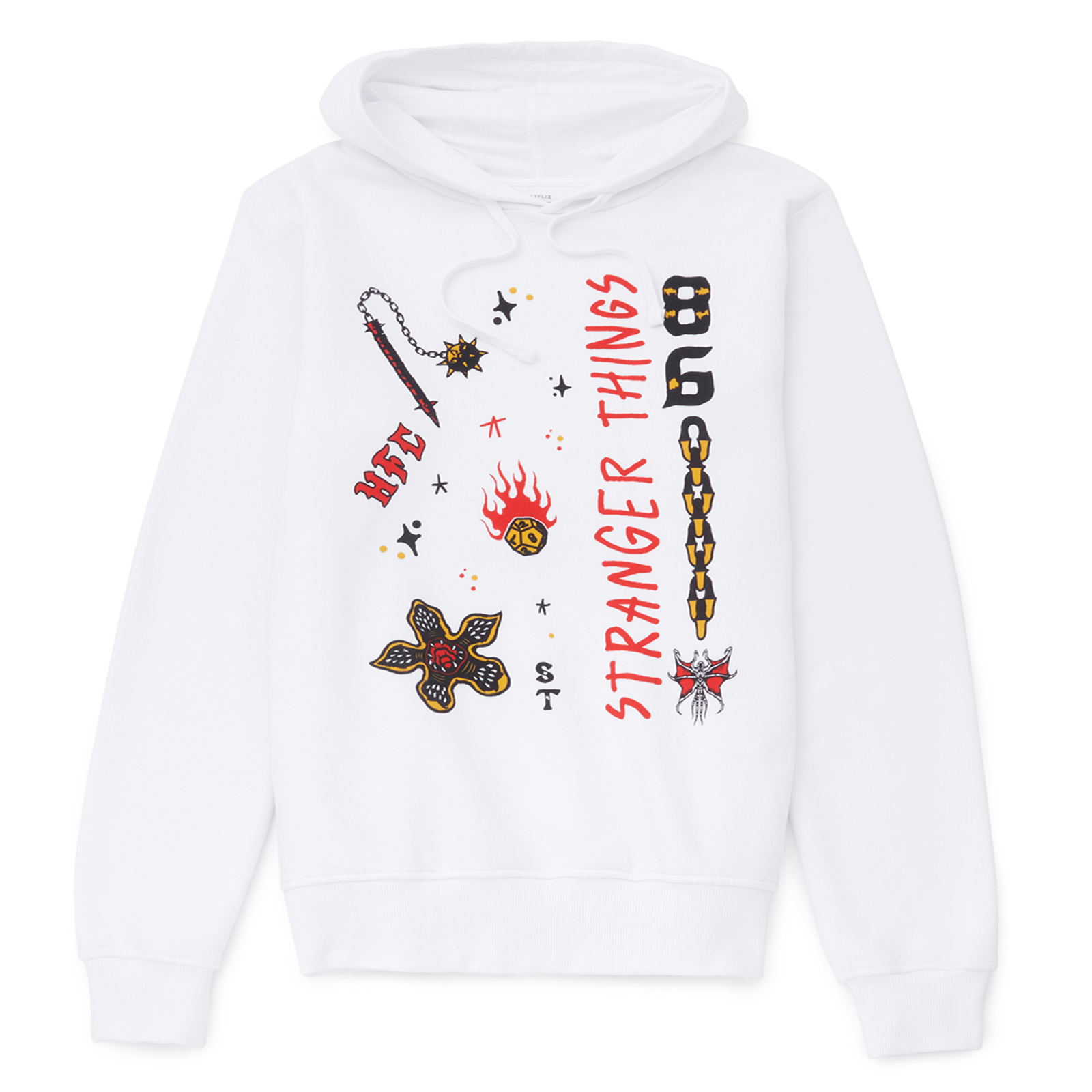 Stranger Things Hellfire Club Flash Hoodie - White - S