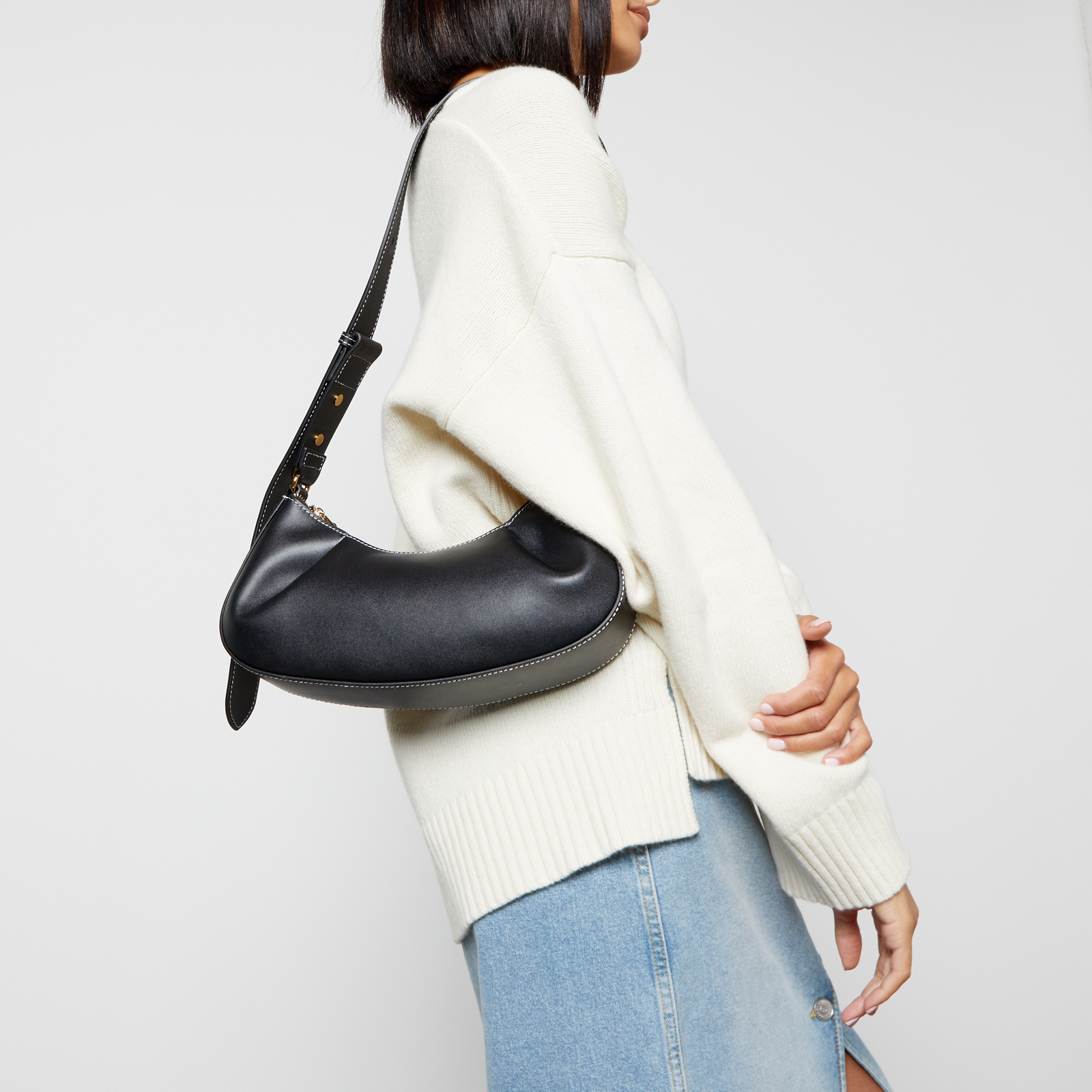 Elleme Small Dimple Moon Leather Bag | Coggles