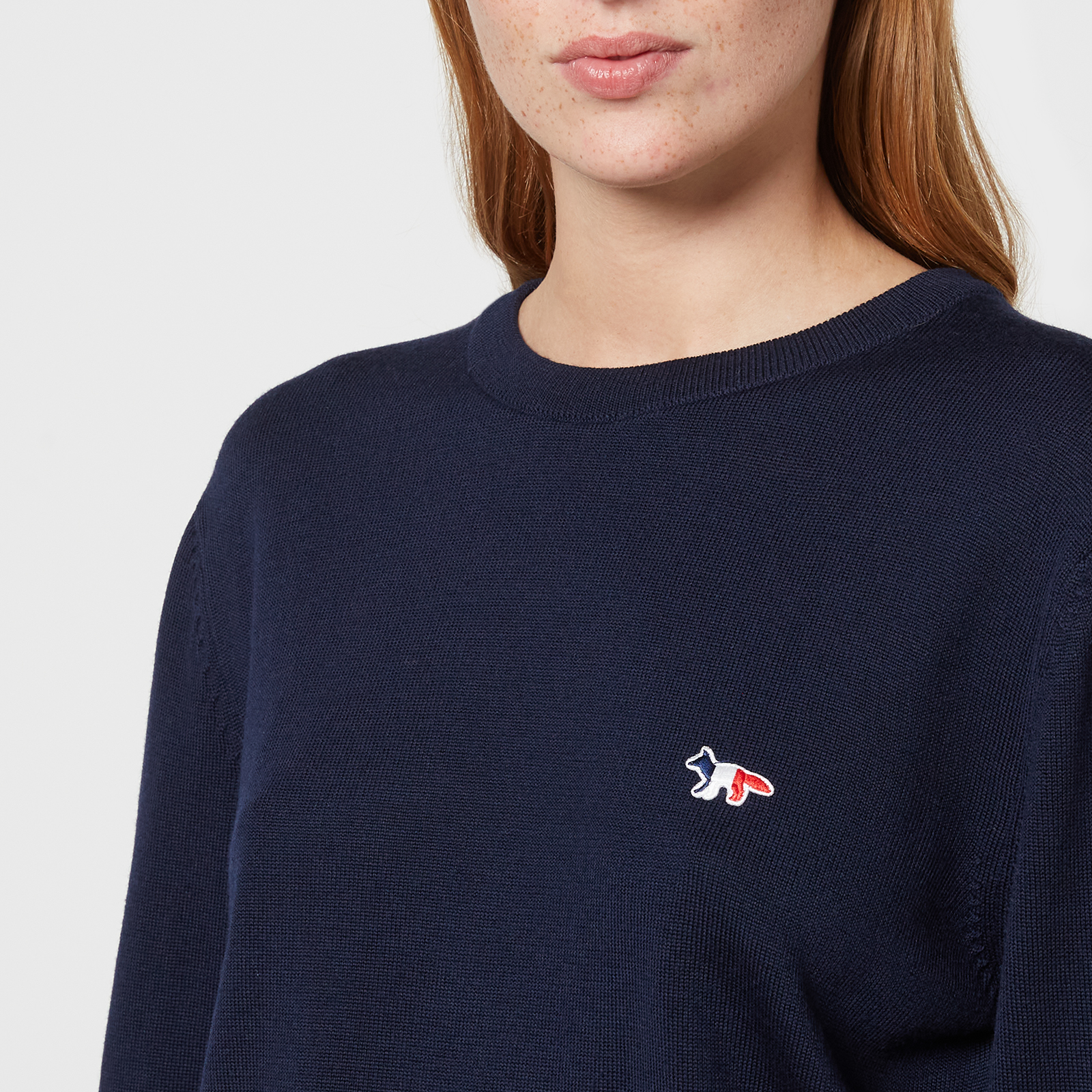 Maison Kitsuné Tricolor Fox Patch Classic R-Neck Jumper Maison Kitsuné Tricolor Fox Patch Classic R-Neck Jumper