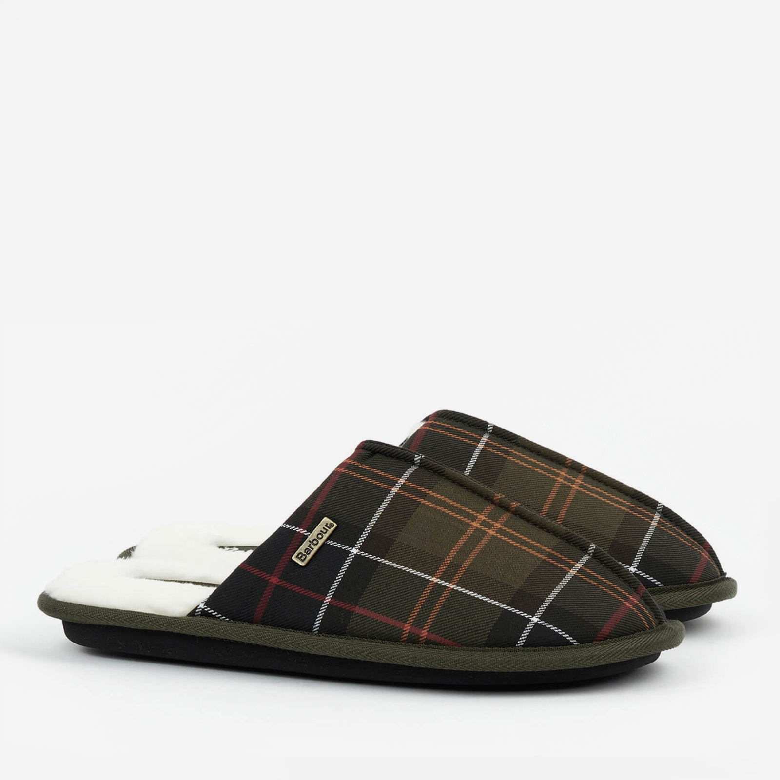 Barbour Maddie Tartan Jersey and Faux Fur Blend Slippers Allsole