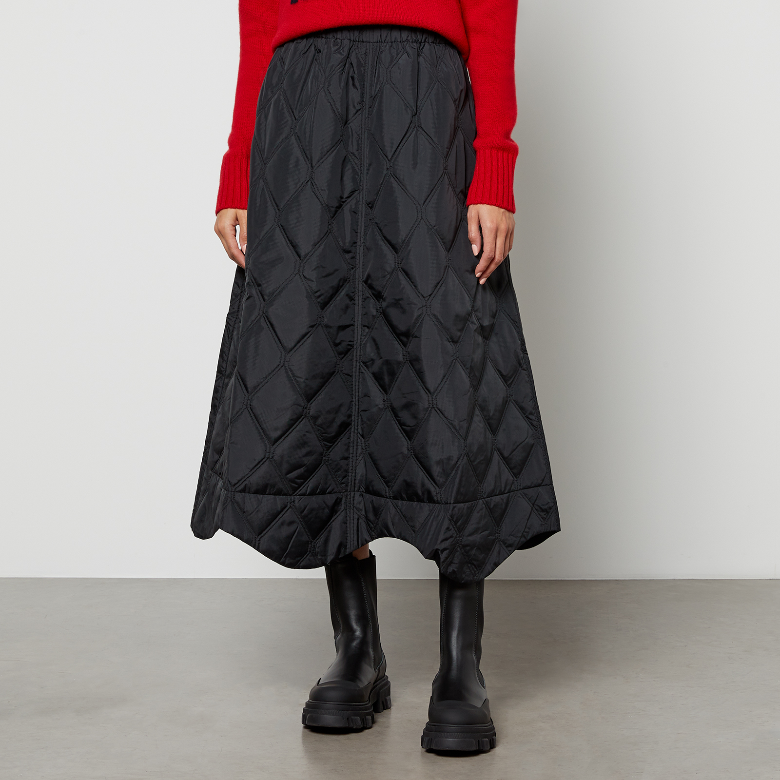 Ganni Quilted Recycled Ripstop Midi Skirt | Coggles