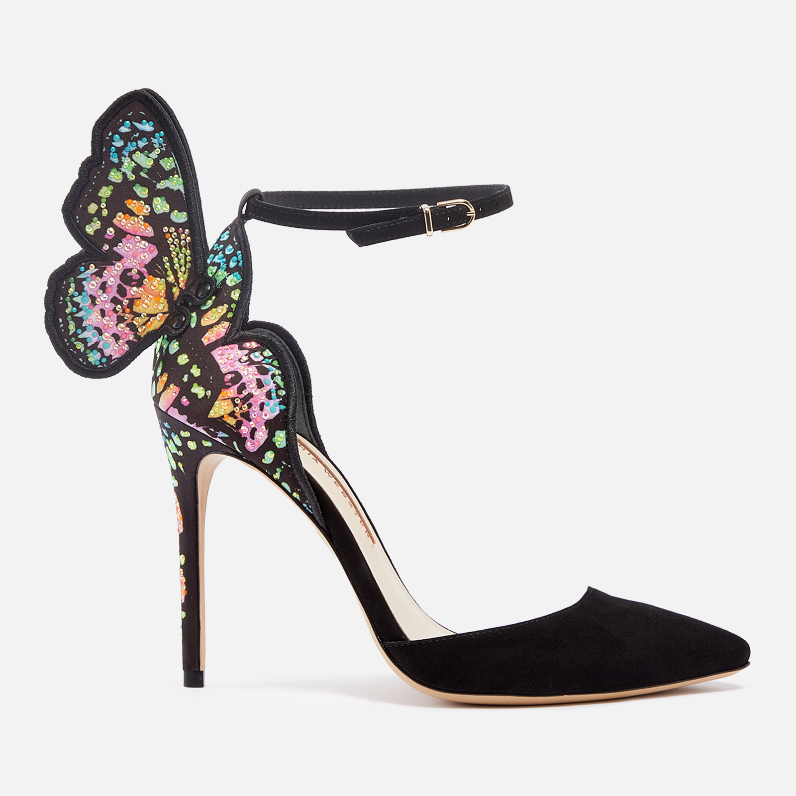 Sophia Webster Chiara Crystal-Embellished Suede and Satin Heeled Pumps ...