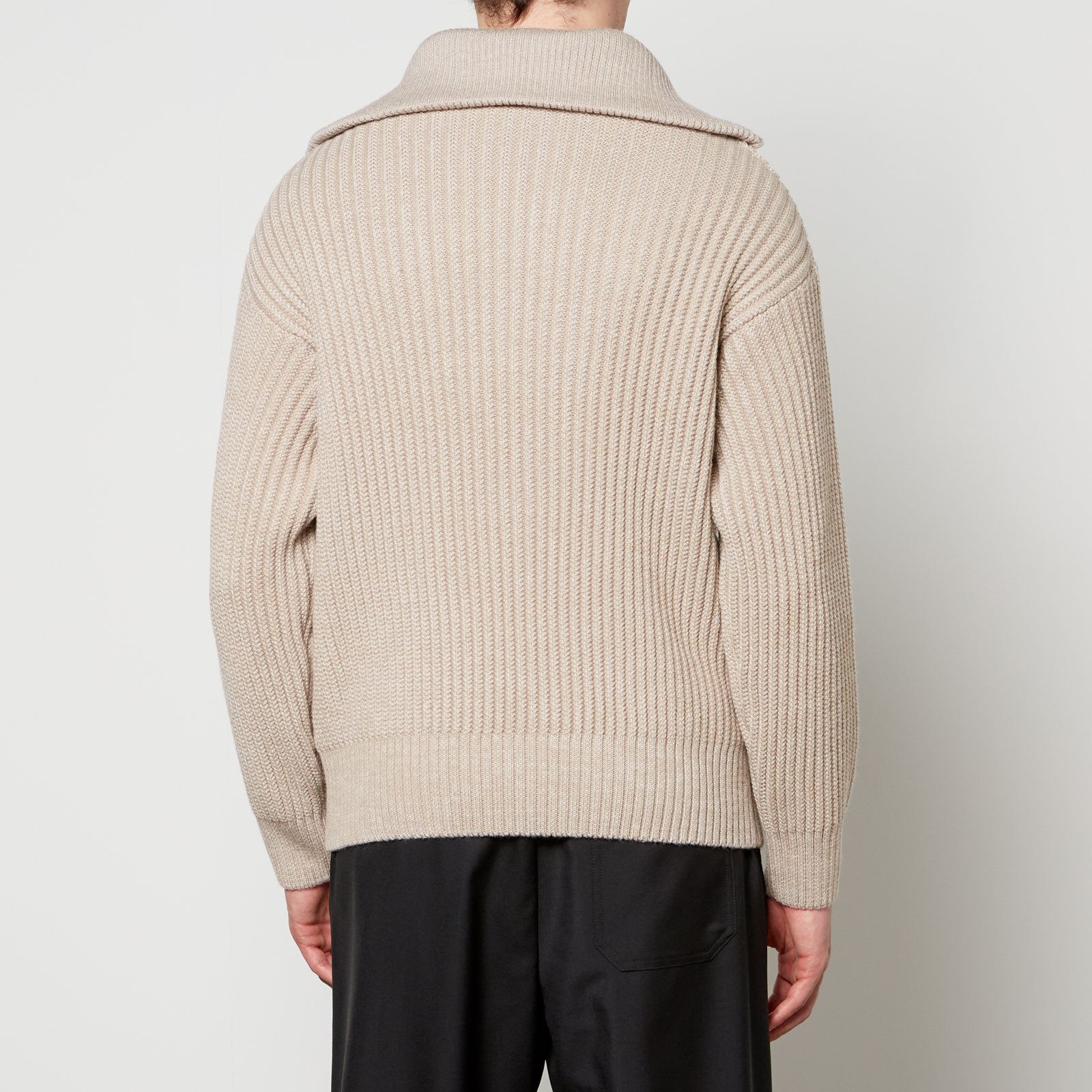 AMI Zip Collar Wool Ribbed-Knit Jumper - S | Coggles