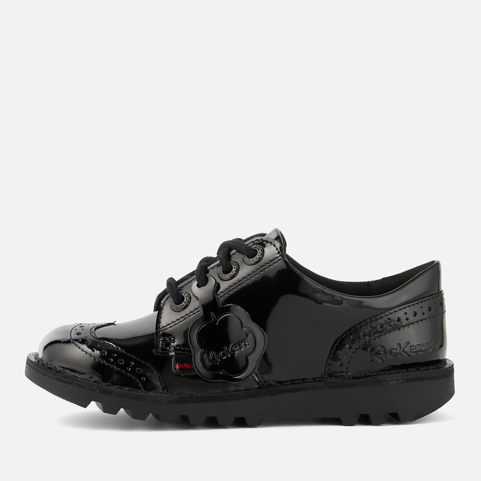 Kickers Youth Kick Lo Patent Leather Brogue - Black | Allsole