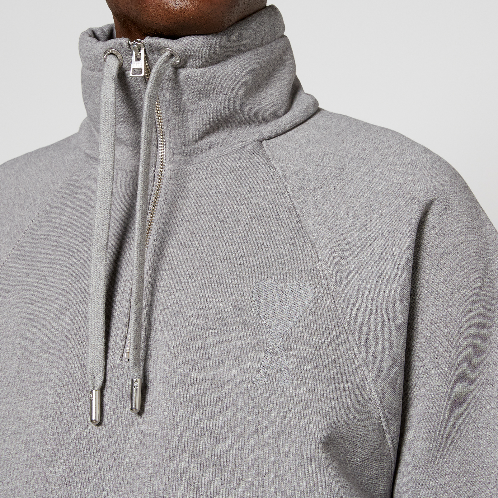 AMI De Coeur Half-Zip Organic Cotton-Jersey Hoodie - XS