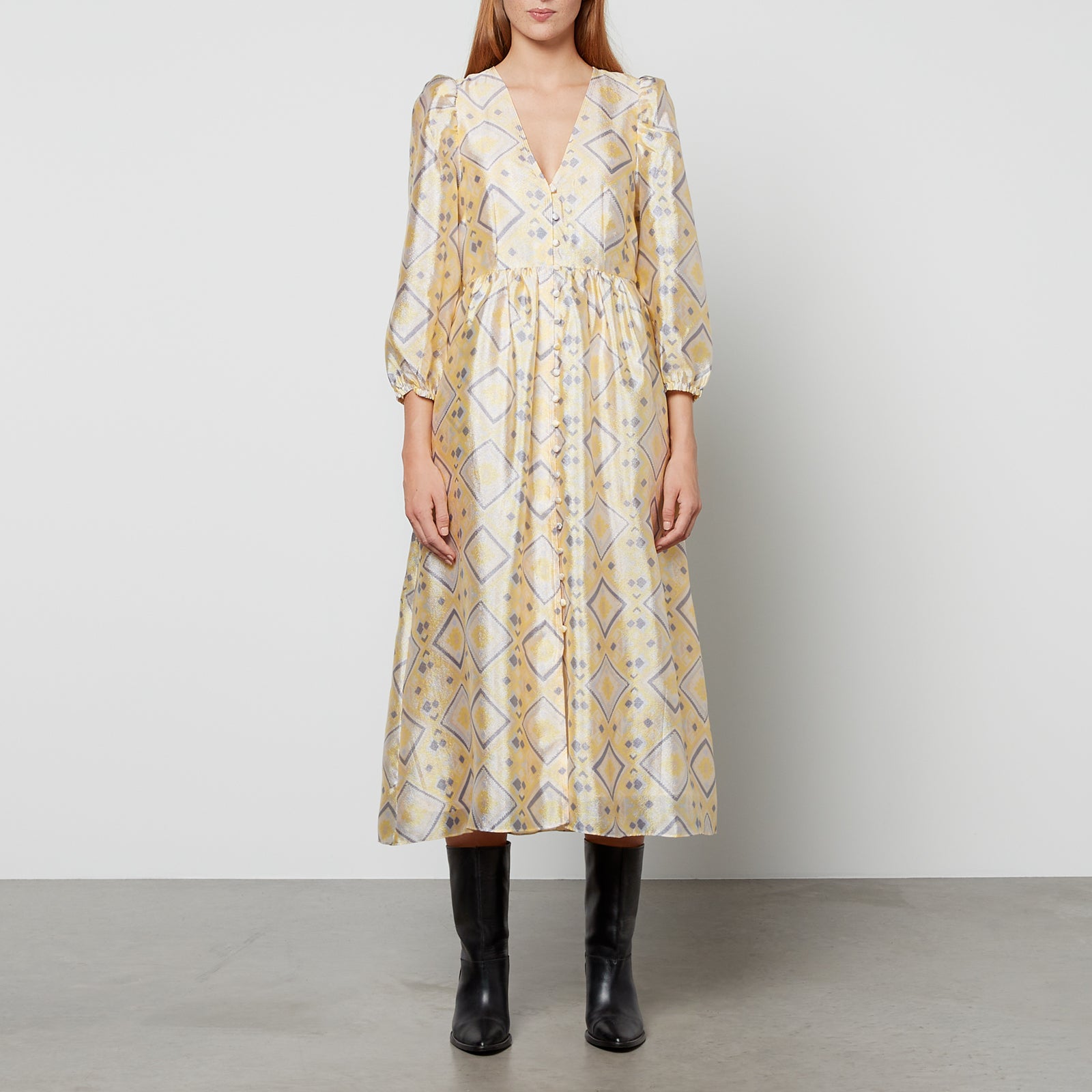 Baum Und Pferdgarten Asana Printed Satin-Crepe Midi Dress | Coggles