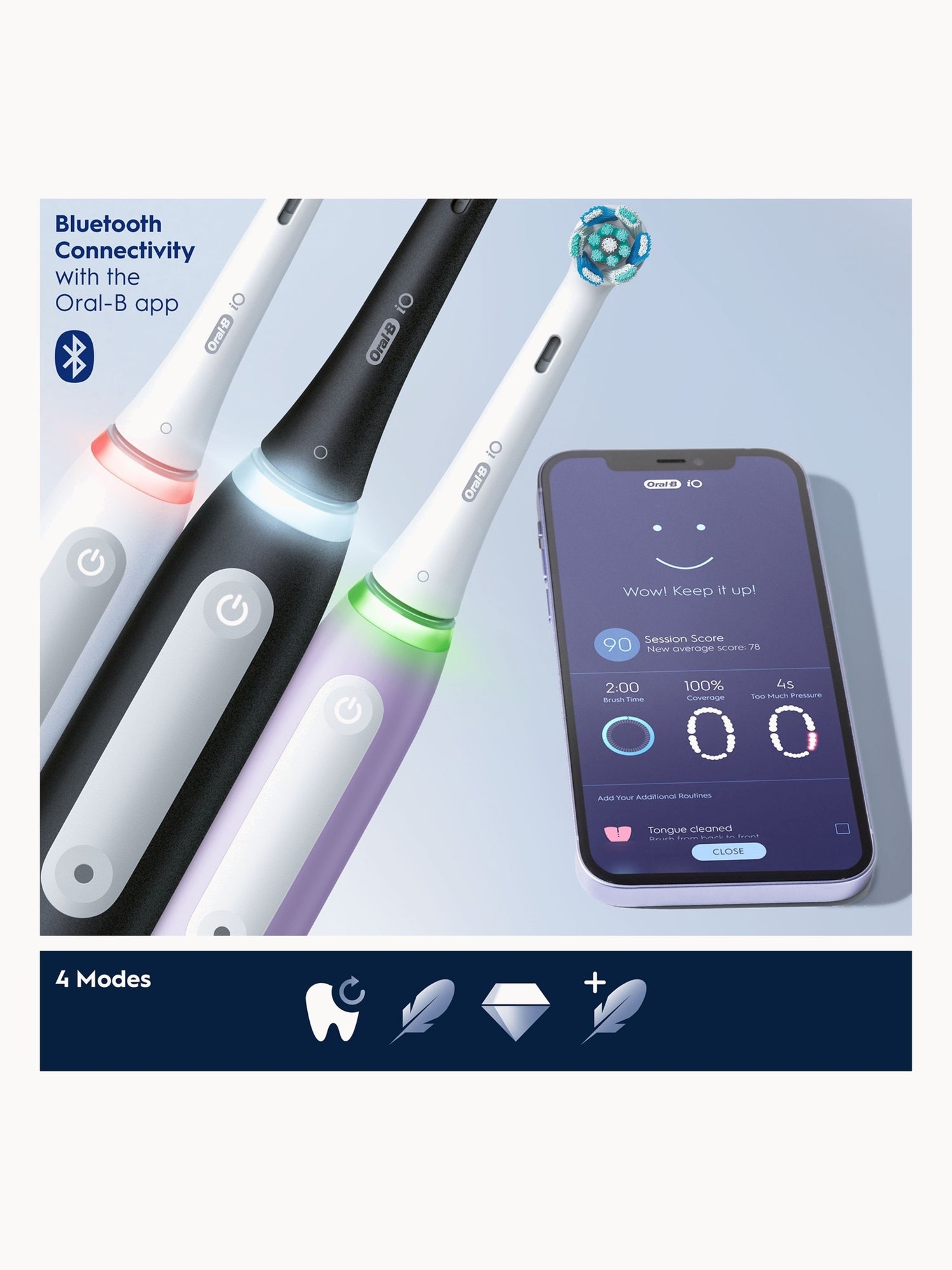 Oral-B iO4 White Electric Toothbrush with Travel Case | LOOKFANTASTIC