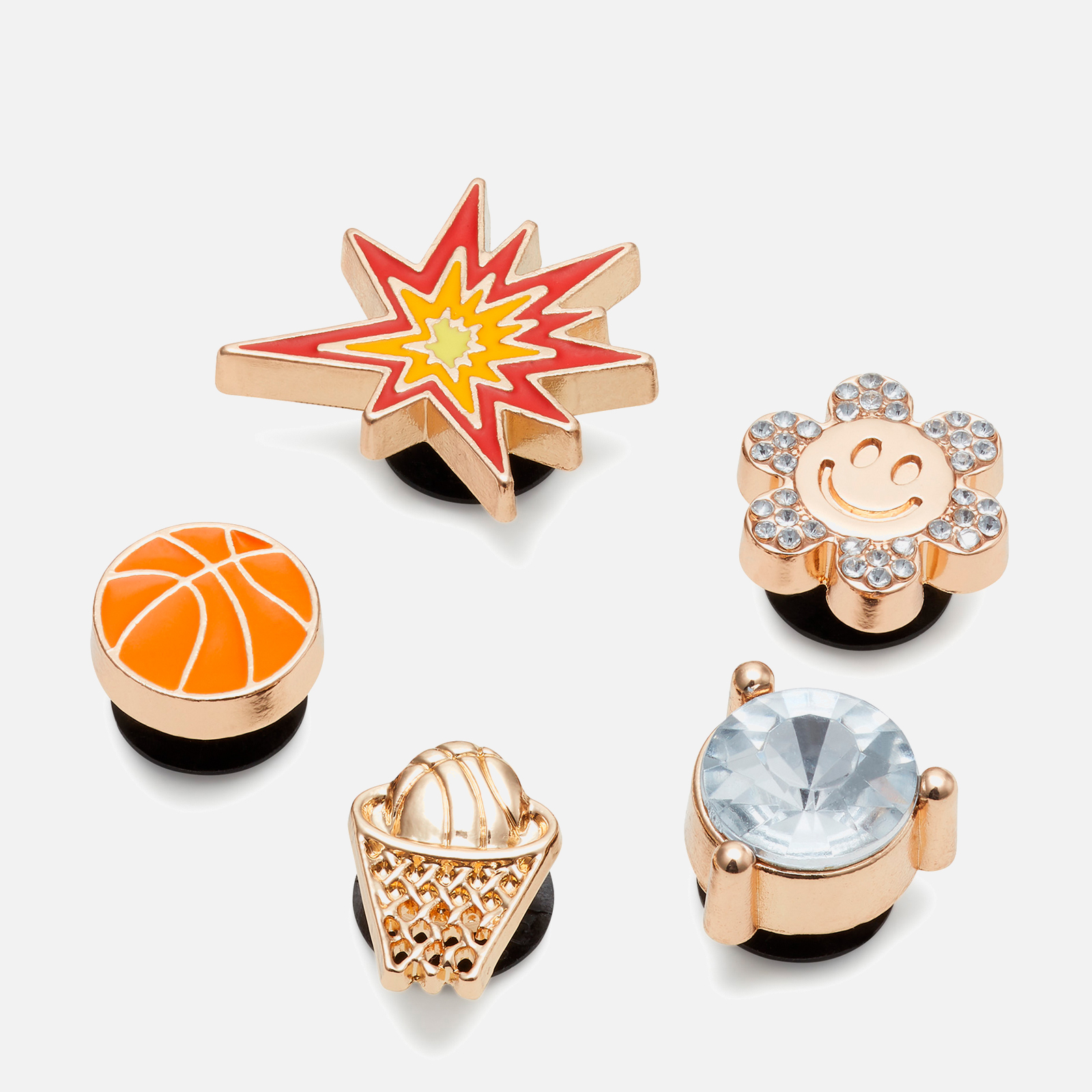 Crocs Basketball Five Pack Gold Tone Jibbitz Charms Allsole