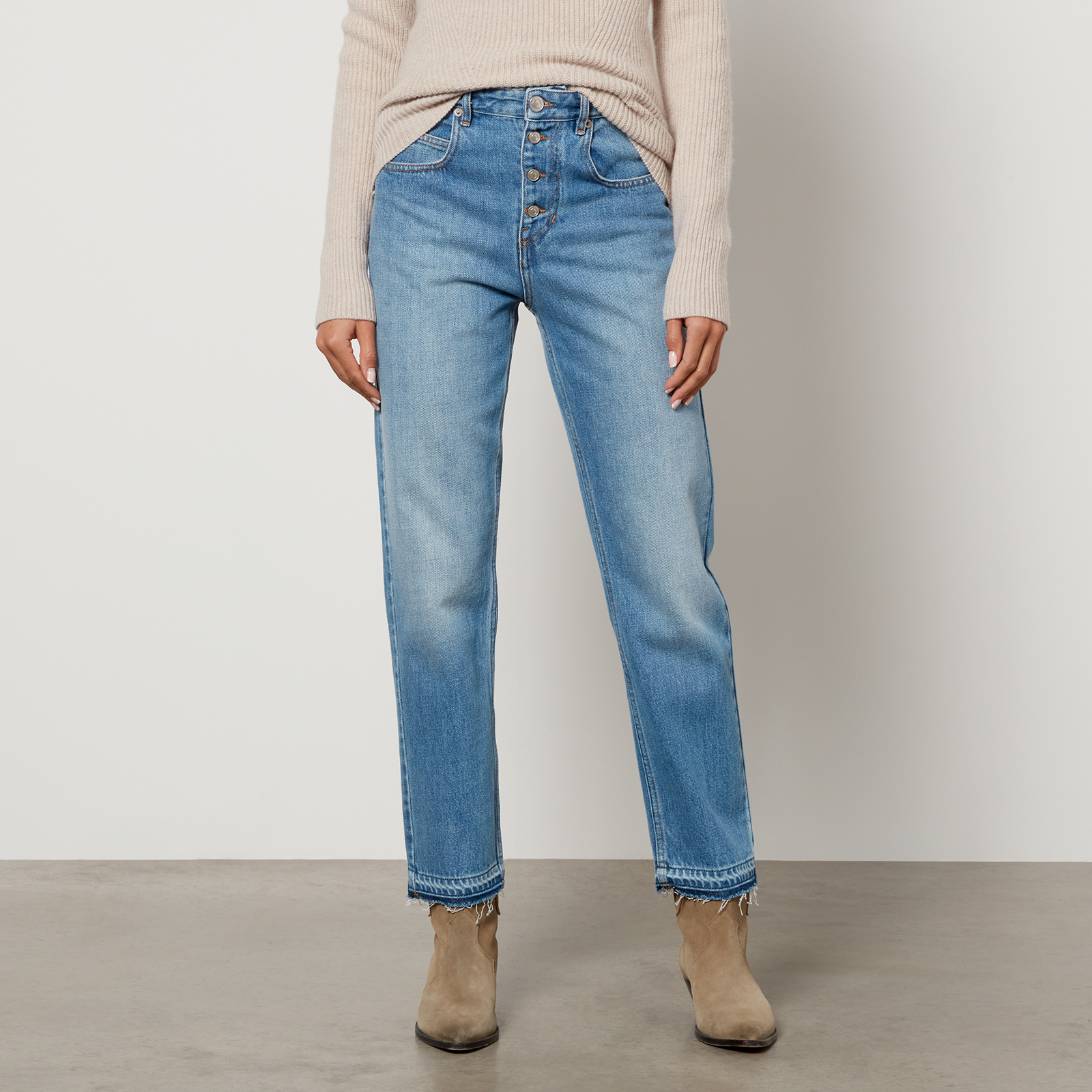 Marant Etoile Belden Cropped Denim Straight-Leg Jeans | Coggles