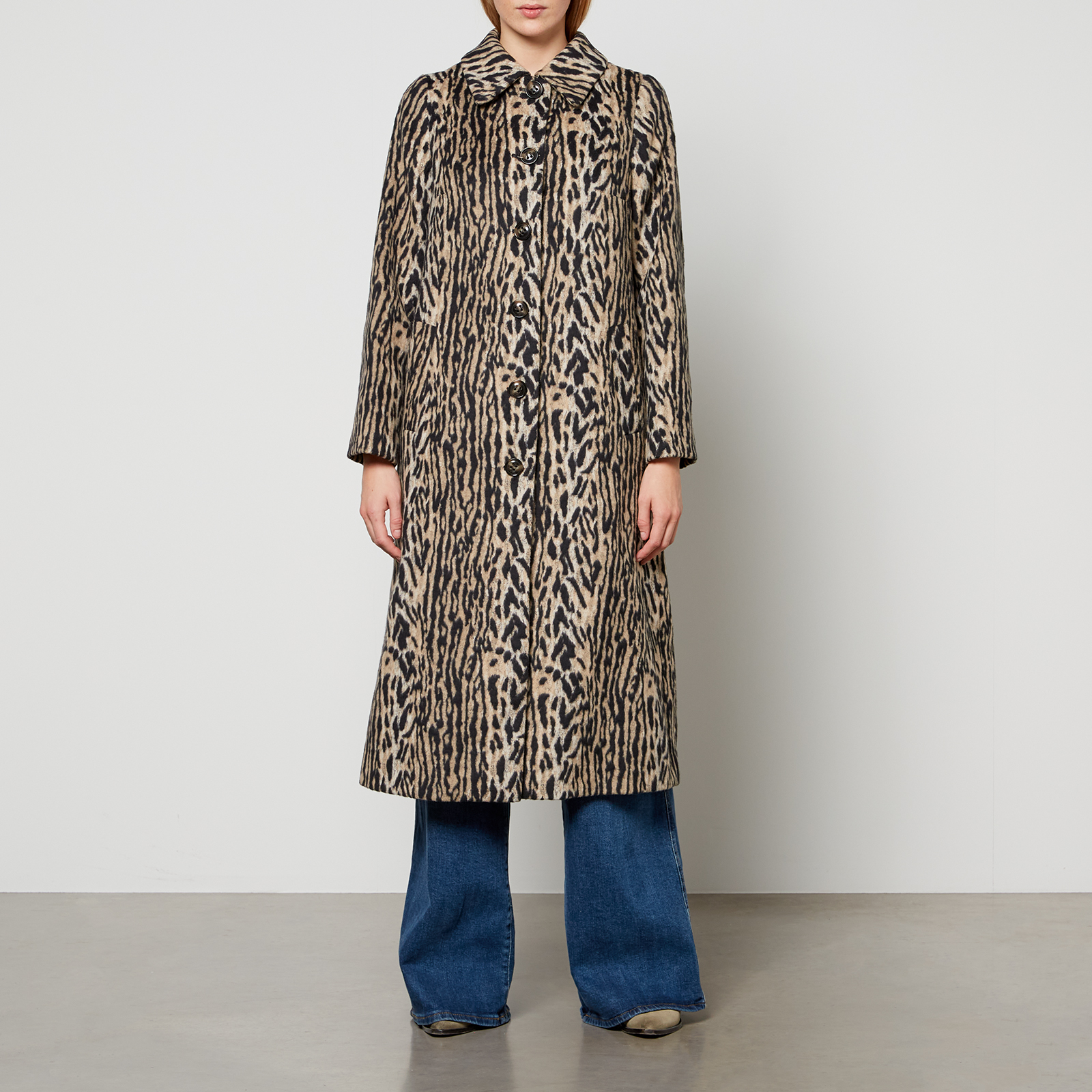 RIXO Milly Leopard Print Faux Fur Coat Coggles