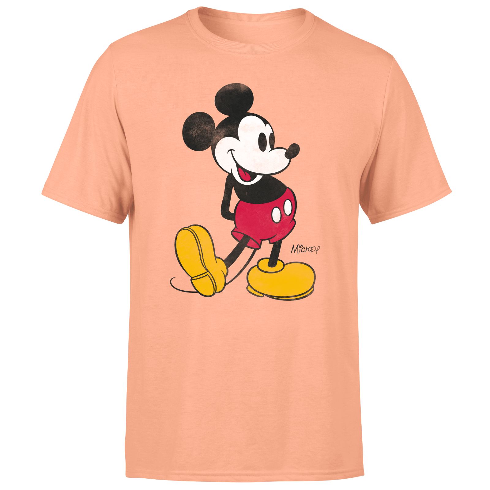 Mickey Mouse Classic Kick Men's T-Shirt - Coral - S