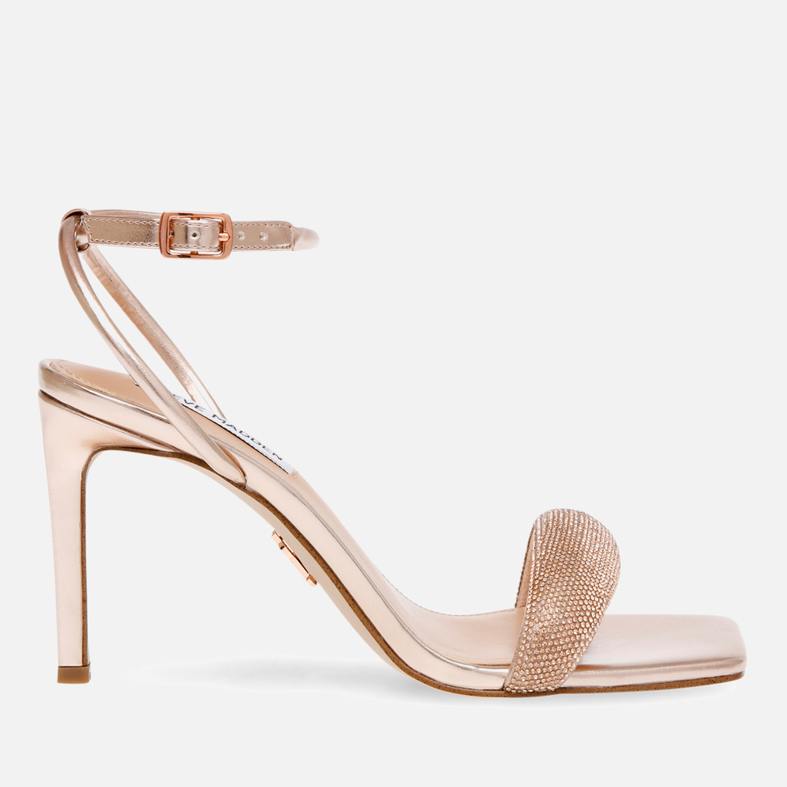 Steve madden oaklyn strappy heeled sandals in rhinestone hot sale