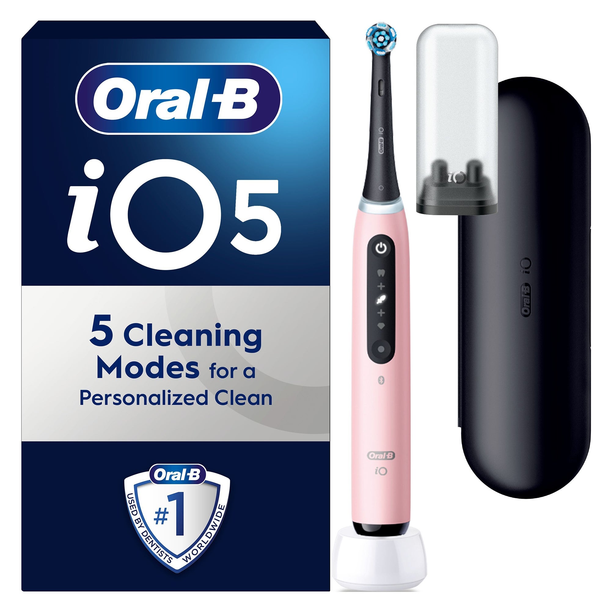Oral-B iO5 Blush Pink Electric Toothbrush + Travel Case + 4