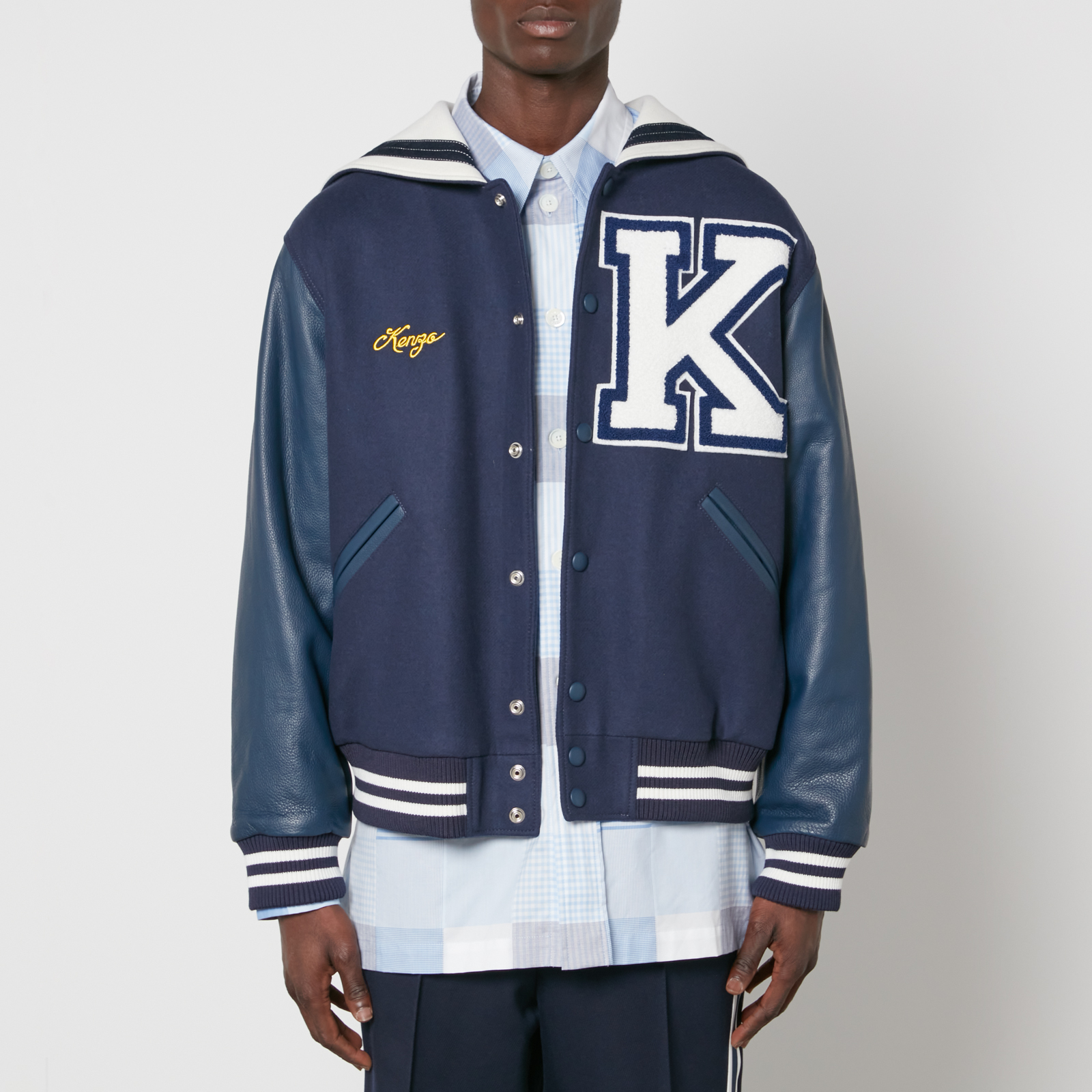 KENZO Sailor Wool and Faux Leather Varsity Jacket | Coggles