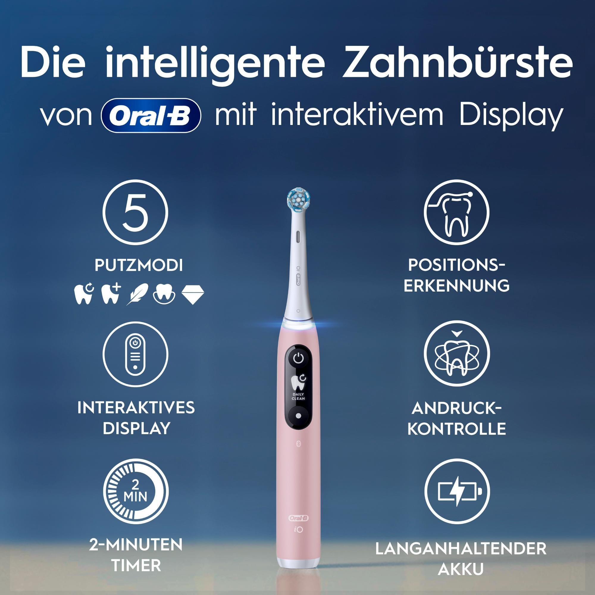 Oral-B iO Series 5 Elektrische Zahnbürste, Reiseetui, Blush Pink