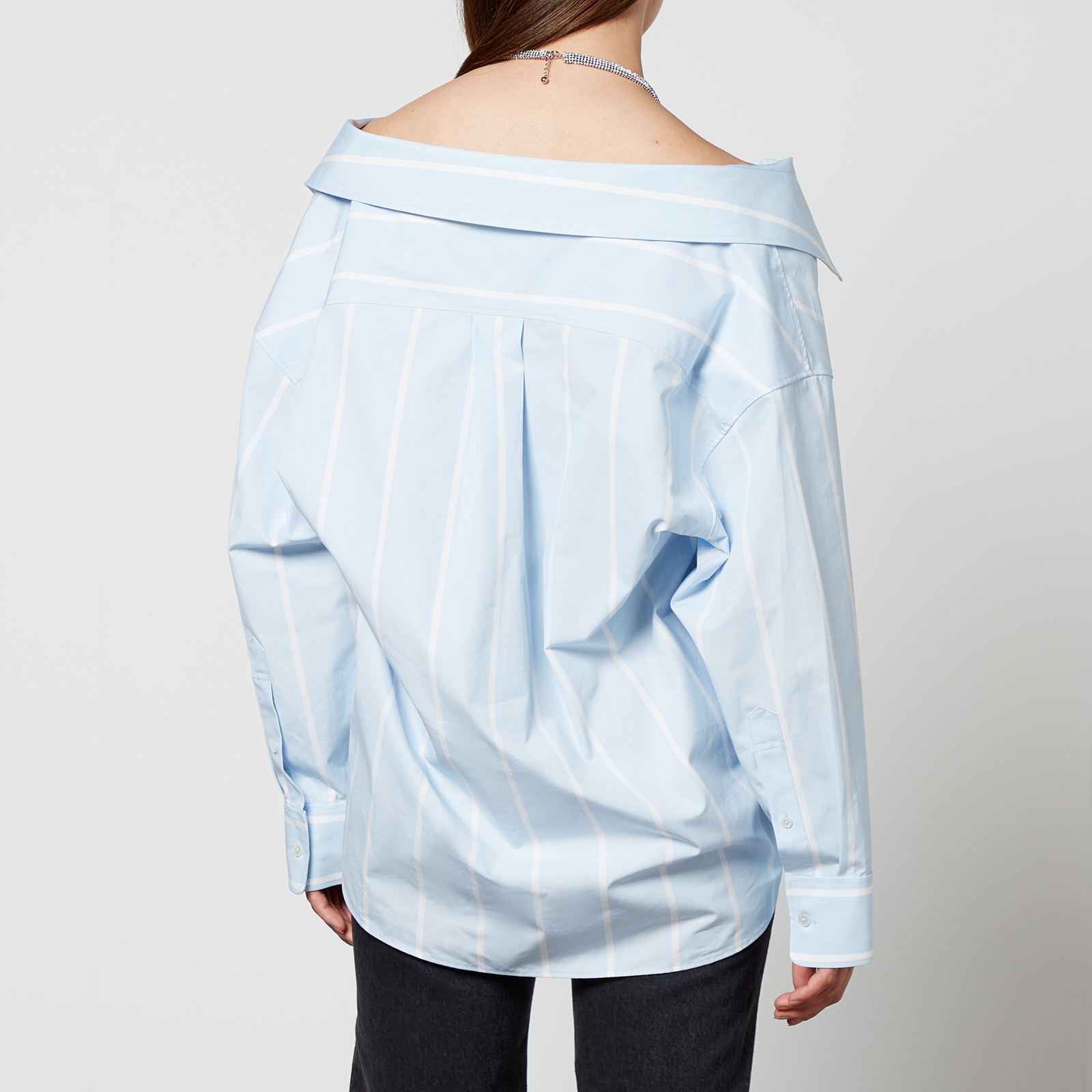 Alexander Wang Embellished Striped Cotton Shirt Dress - US 2