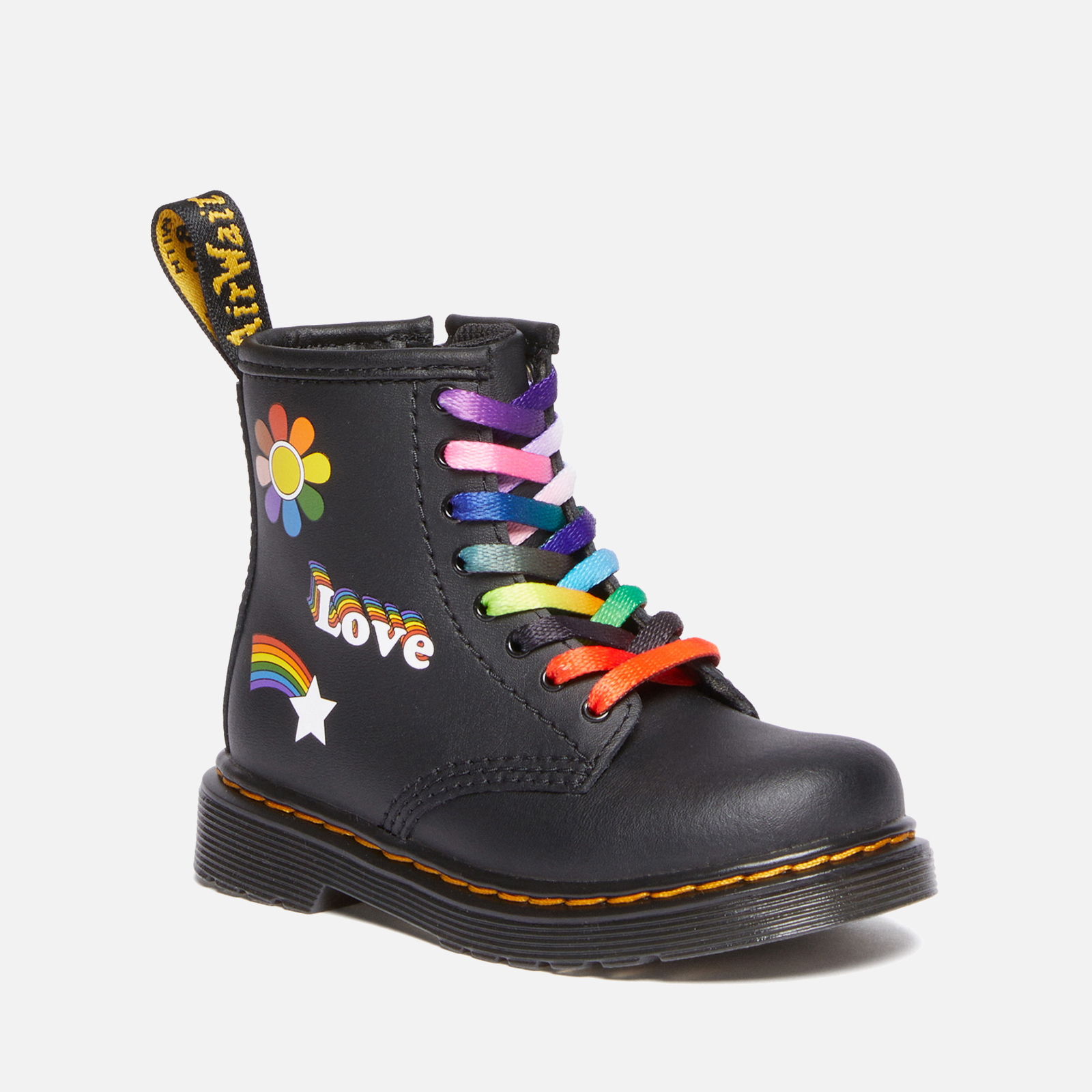 Toddler 1460 Rainbow Patent Leather Lace Up Boots in Black
