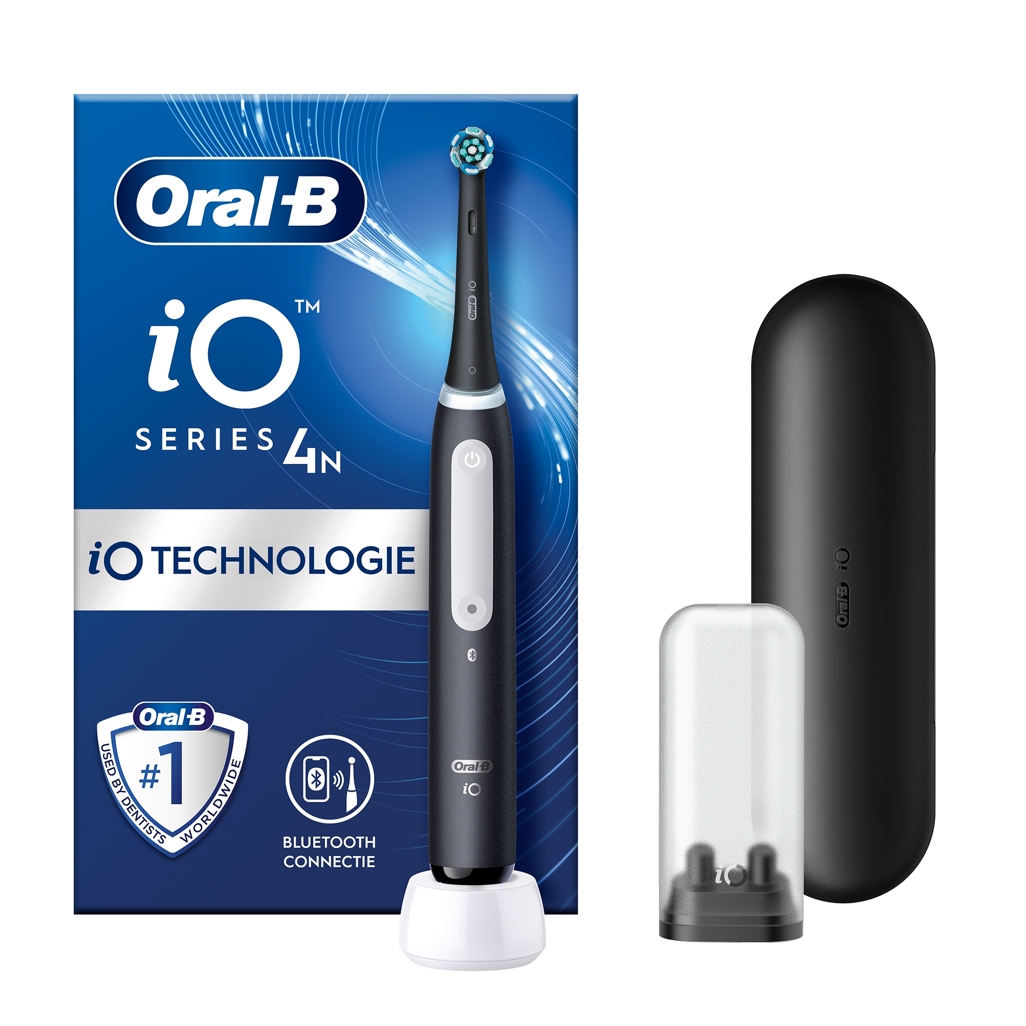 Oral-B iO 4N Elektrische Tandenborstel Zwart + 4 Opzetborstels + 2