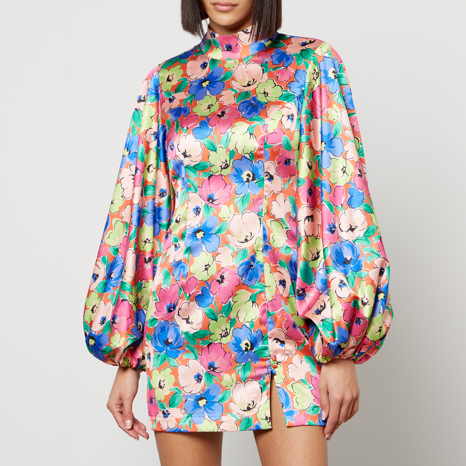 Rotate Birger Christensen Floral-Print Satin Mini Dress - DK
