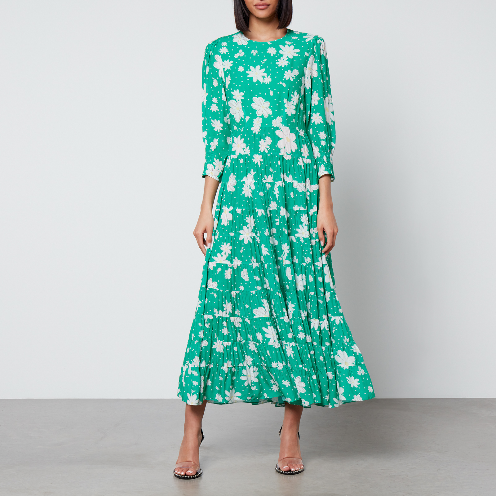 Rixo Kristen Floral Print Georgette Midi Dress Coggles