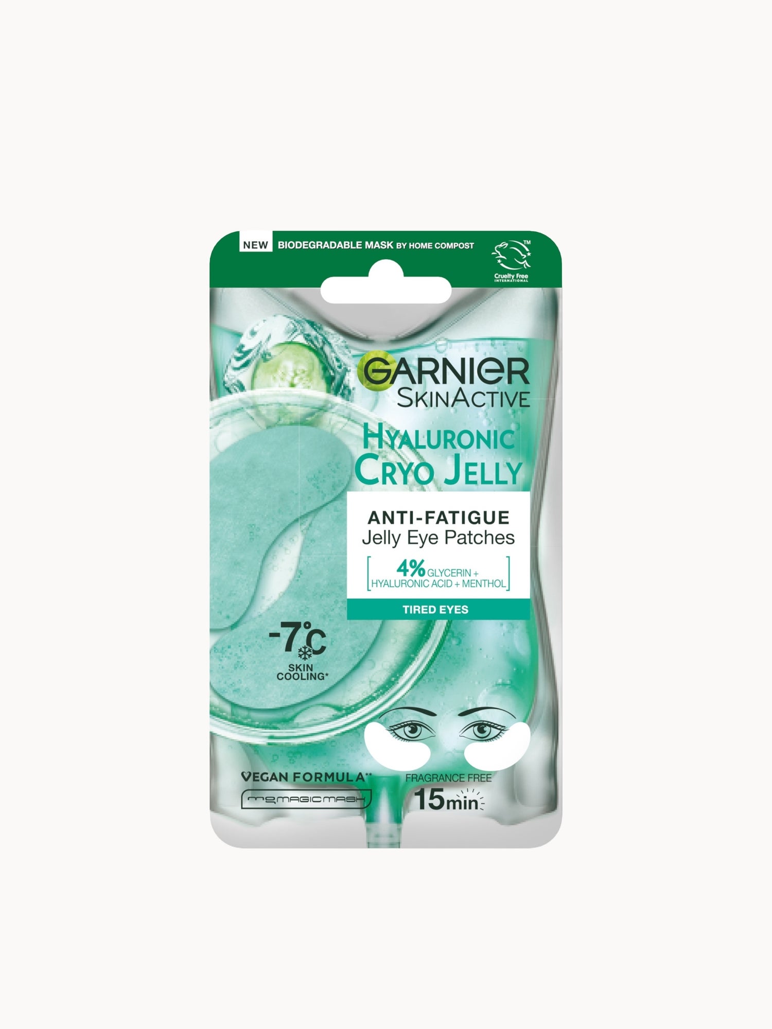 Garnier Anti-Fatigue Hyaluronic Acid and Icy Cucumber Cryo Jelly Eye Patches