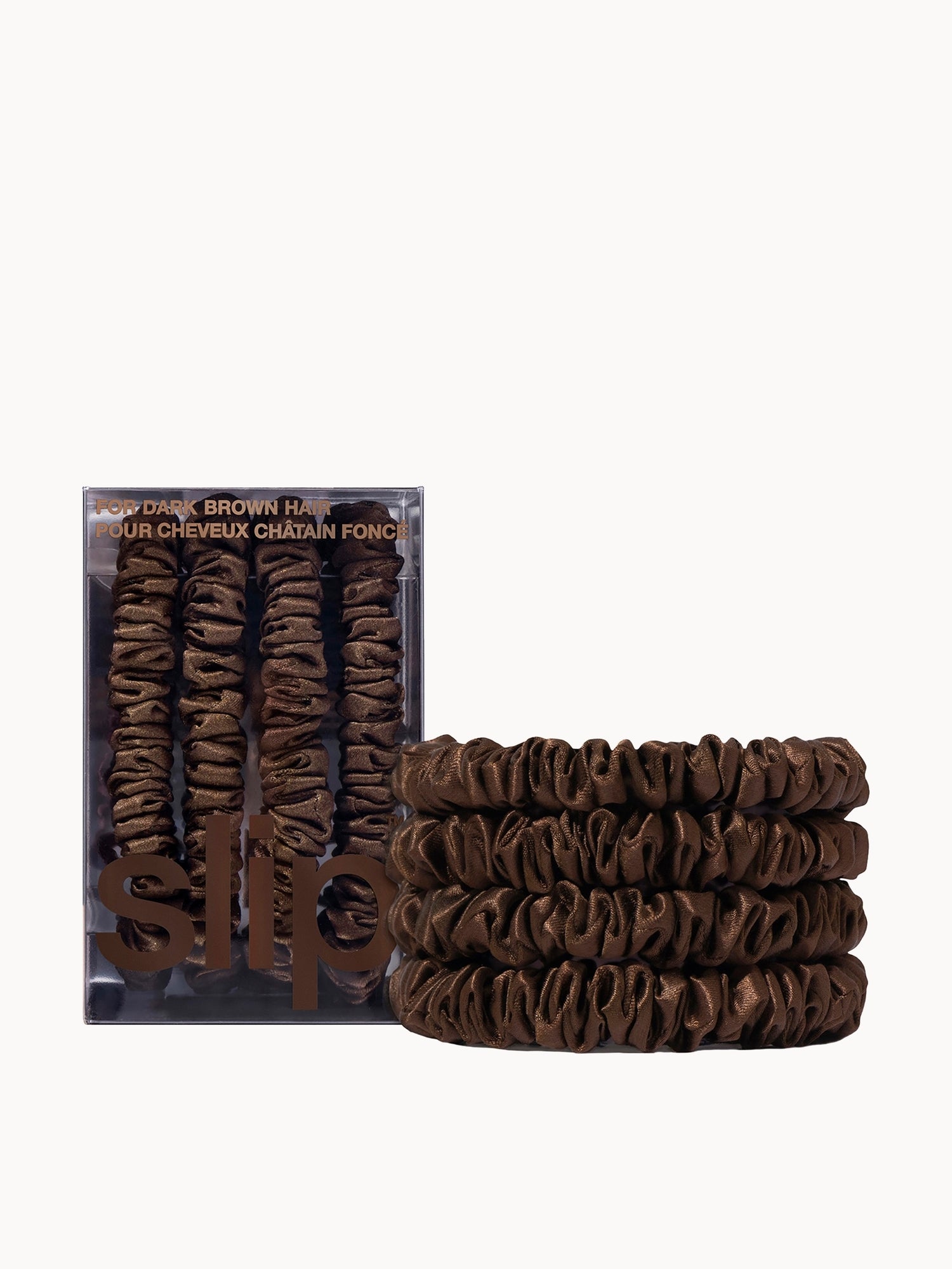 Slip Pure Silk Skinny Scrunchies - Dark Brown