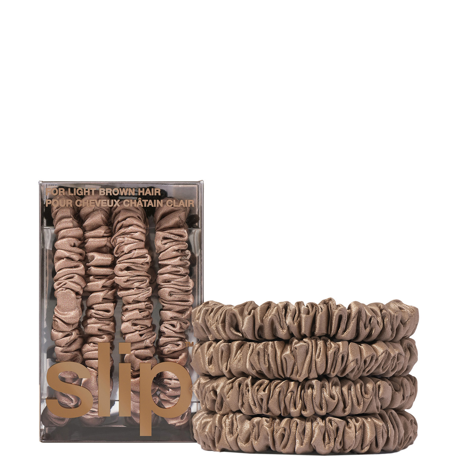 cult Slip Pure Silk Skinny Scrunchies - Light Brown