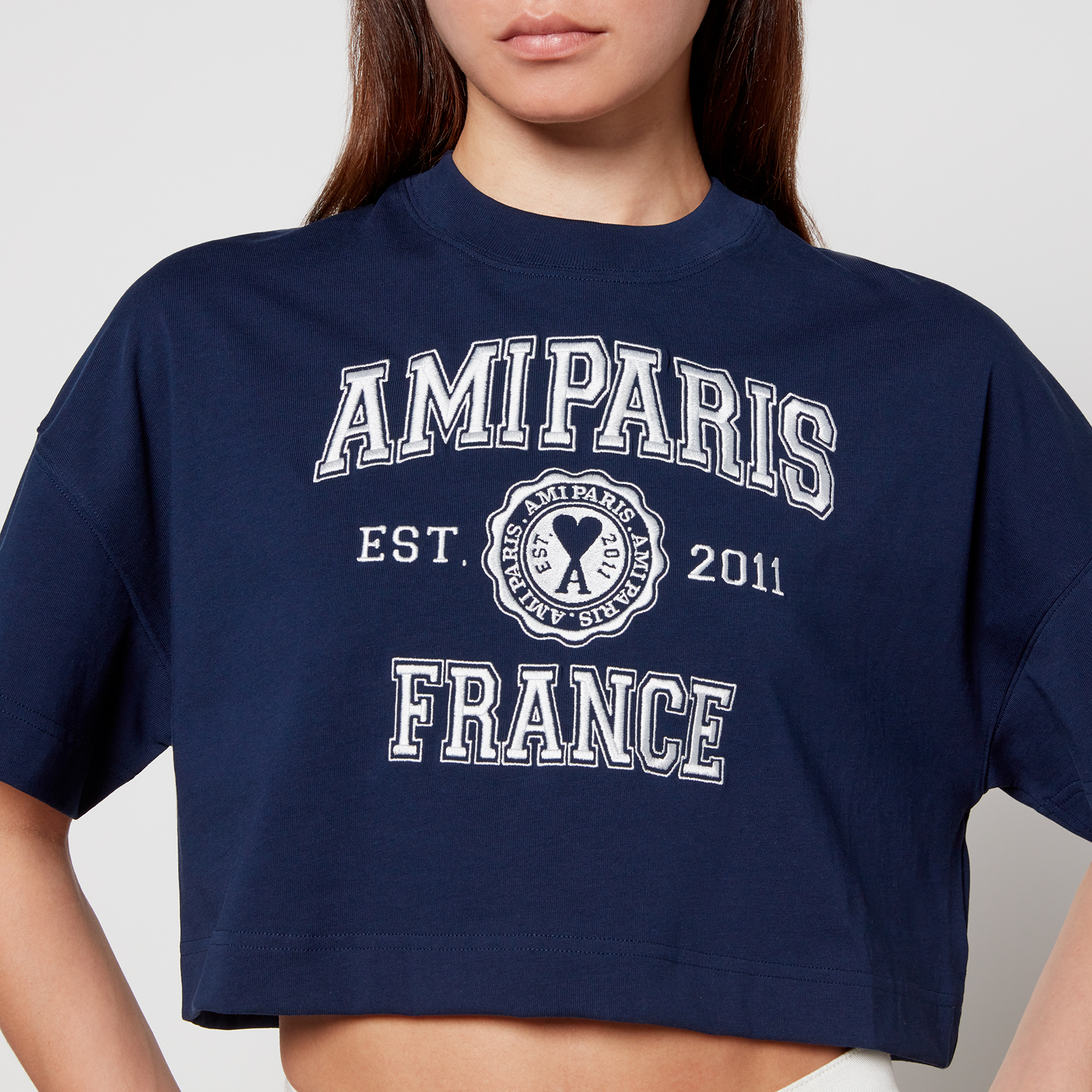 ◆正規品◆AMI PARIS FRANCE CROPPED T-SHIRT(W)◆関税/送料込◆ AMI paris France Cotton-Jersey T-Shirt - XXS | Coggles