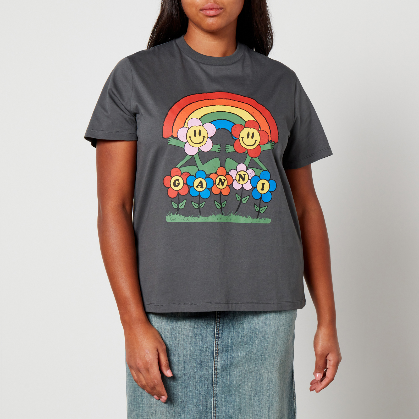 Ganni Jersey Rainbow Cotton-Jersey T-Shirt | Coggles