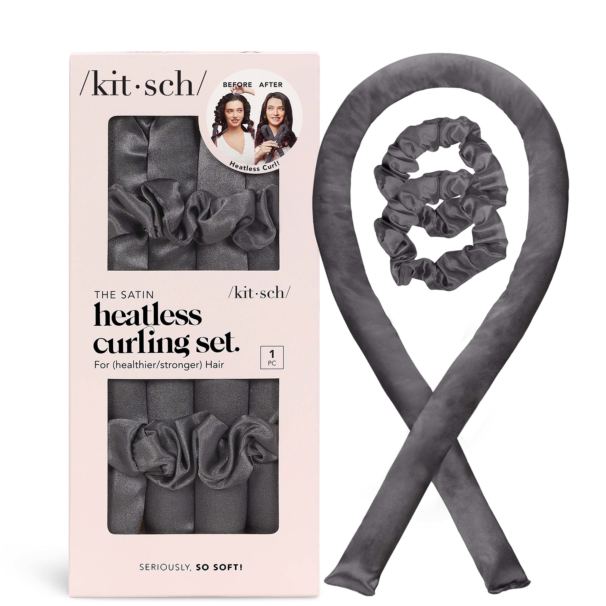 cult Kitsch Satin Heatless Curling Set - Charcoal